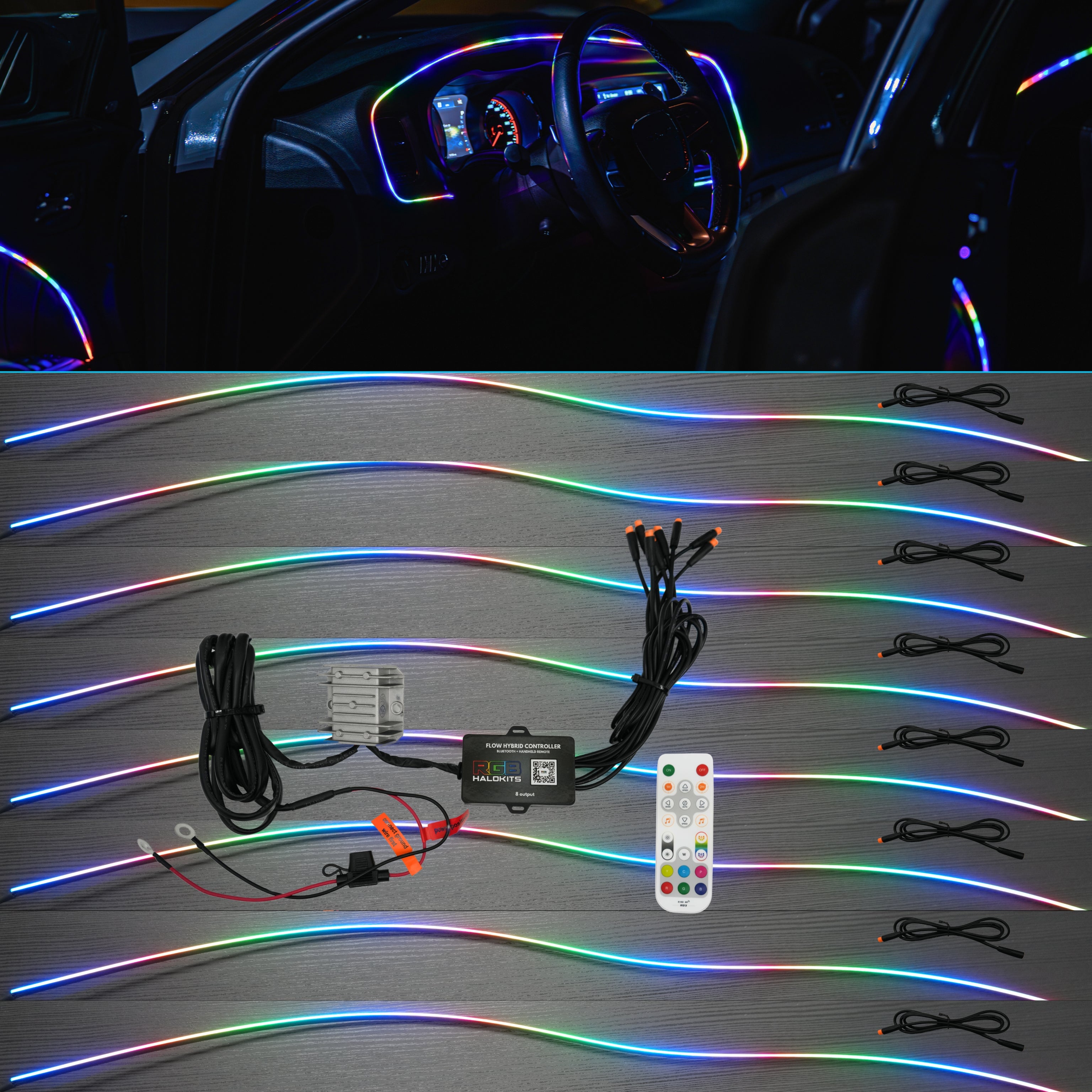 Flow Series Interior Trim Fiber optic Light Kit | 2–8pc Custom Setup – Custom Multicolor LED Lighting by RGB Halo Kits