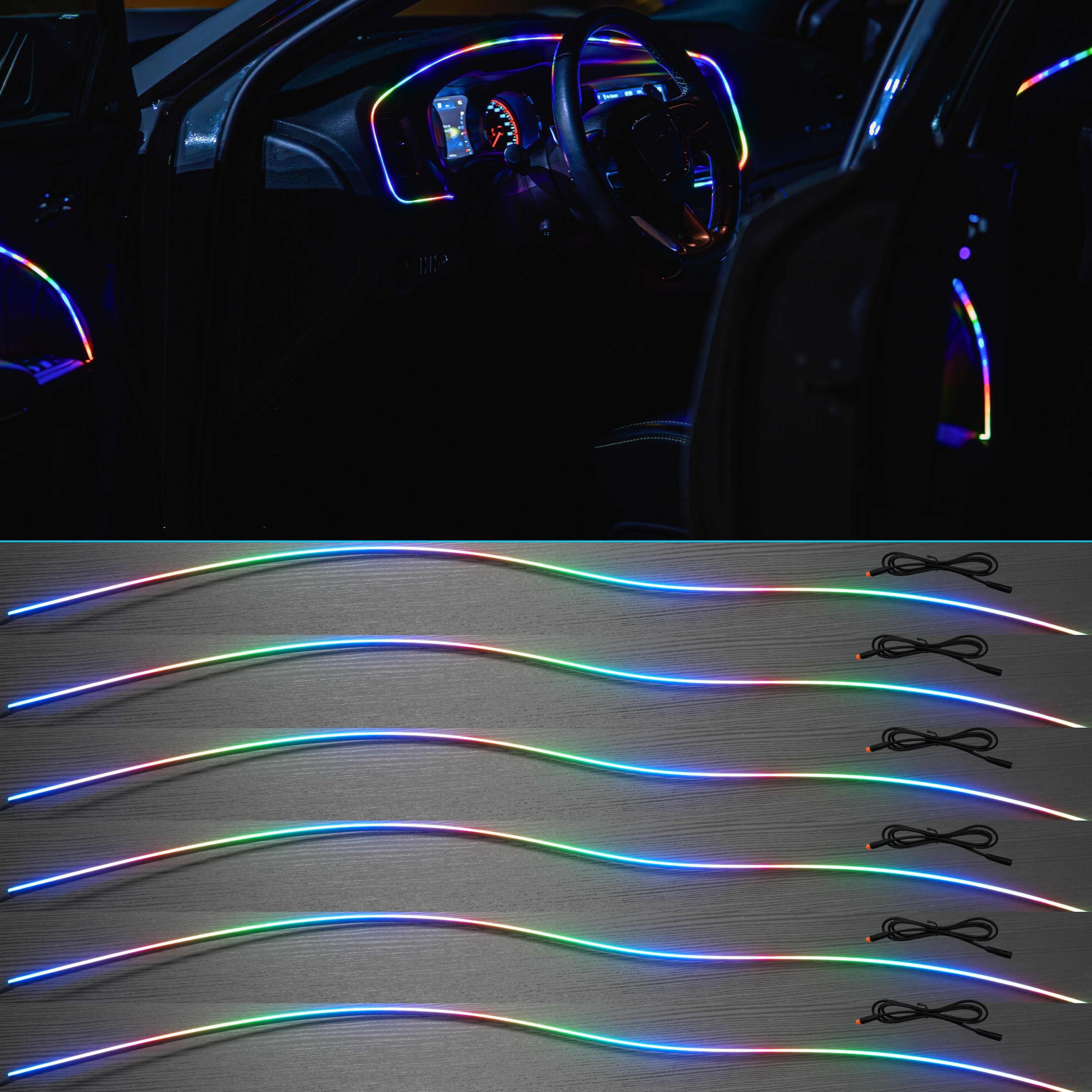 Flow Series Interior Trim Fiber optic Light Kit | 2–8pc Custom Setup – Custom Multicolor LED Lighting by RGB Halo Kits