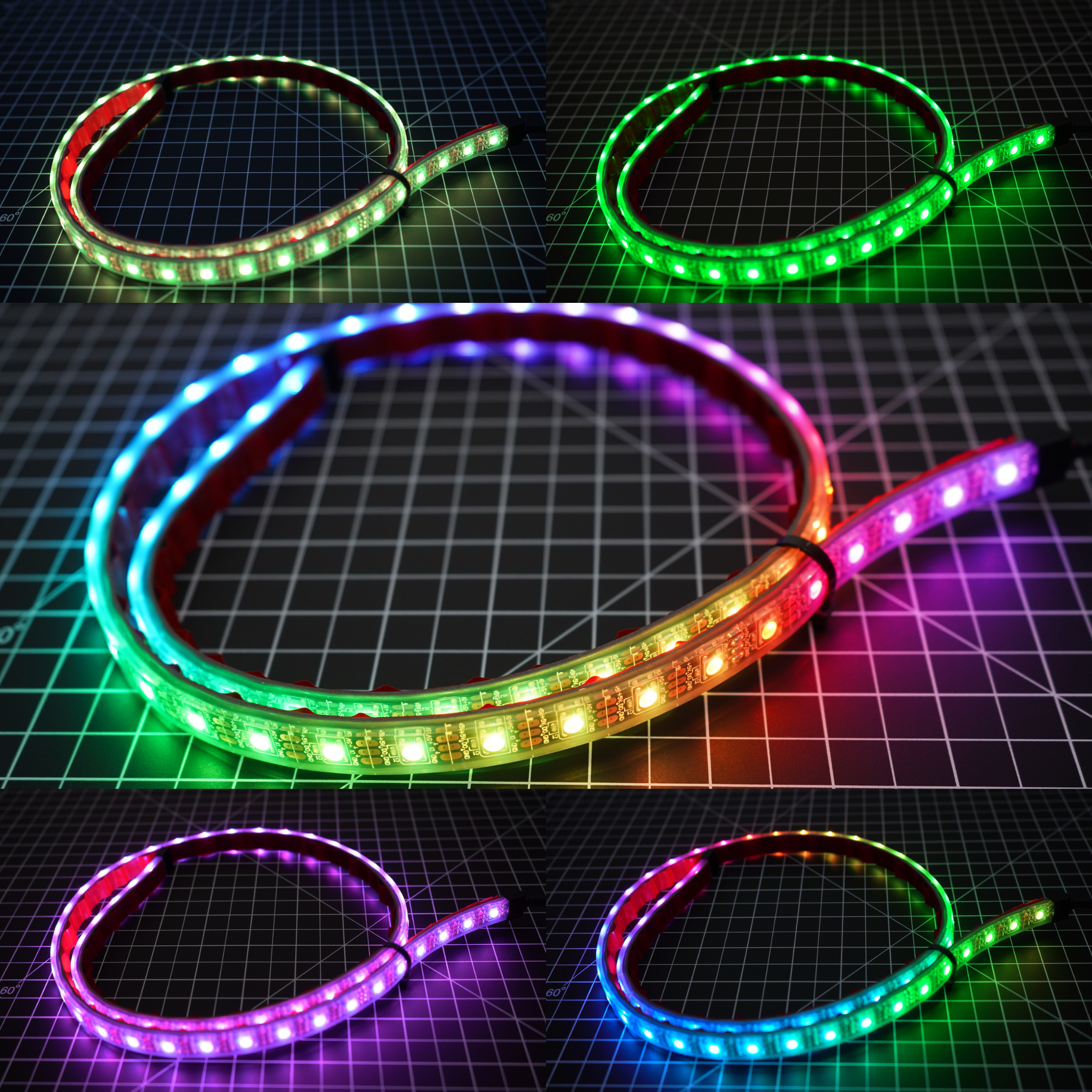 Flow Series Waterproof LED Strip – IP68 Flexible (12"–72") – Custom Multicolor LED Lighting by RGB Halo Kits