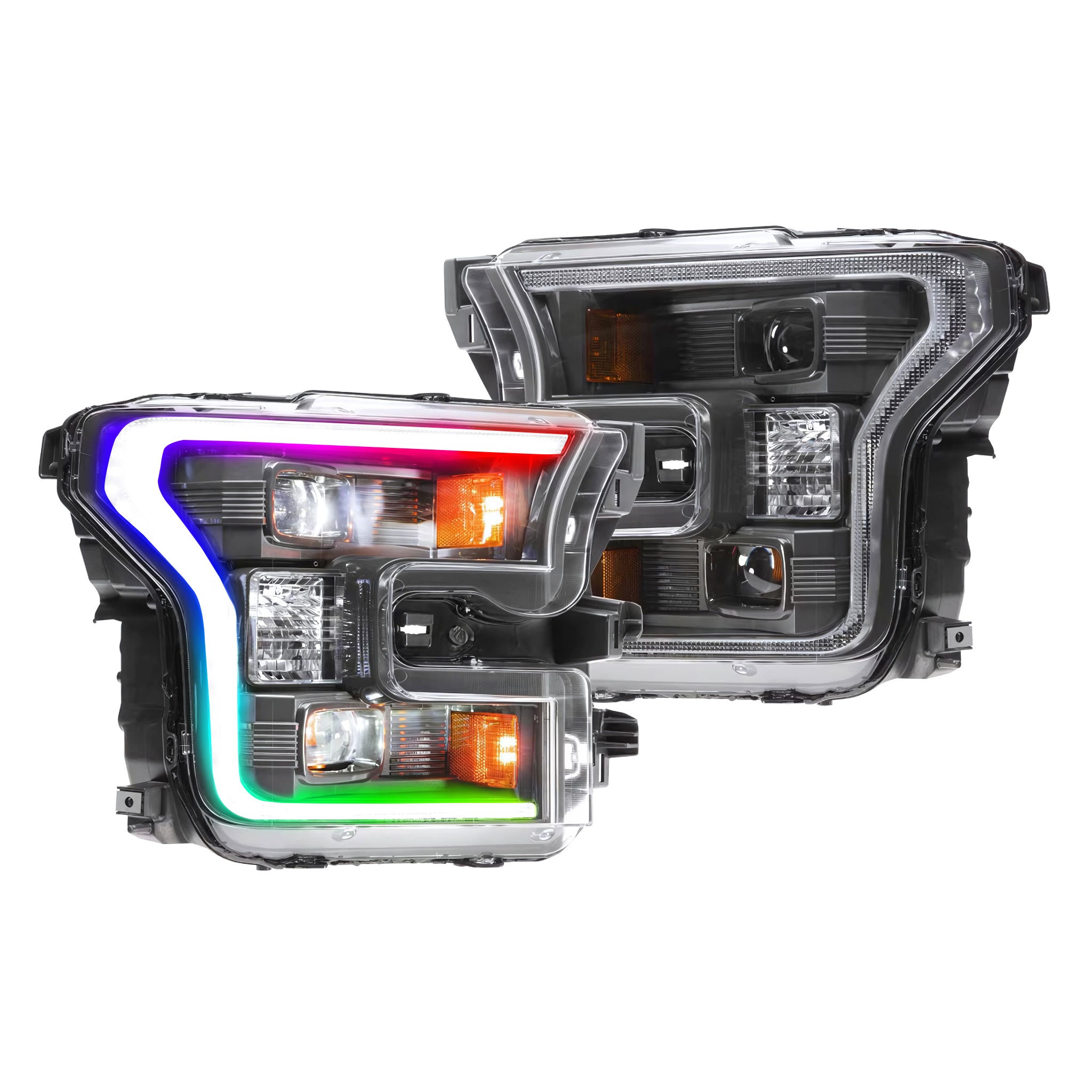 Ford F-150: Multicolor Flow Series Headlights (2015-2017) | XB Hybrid Morimoto – Custom Multicolor LED Lighting by RGB Halo Kits