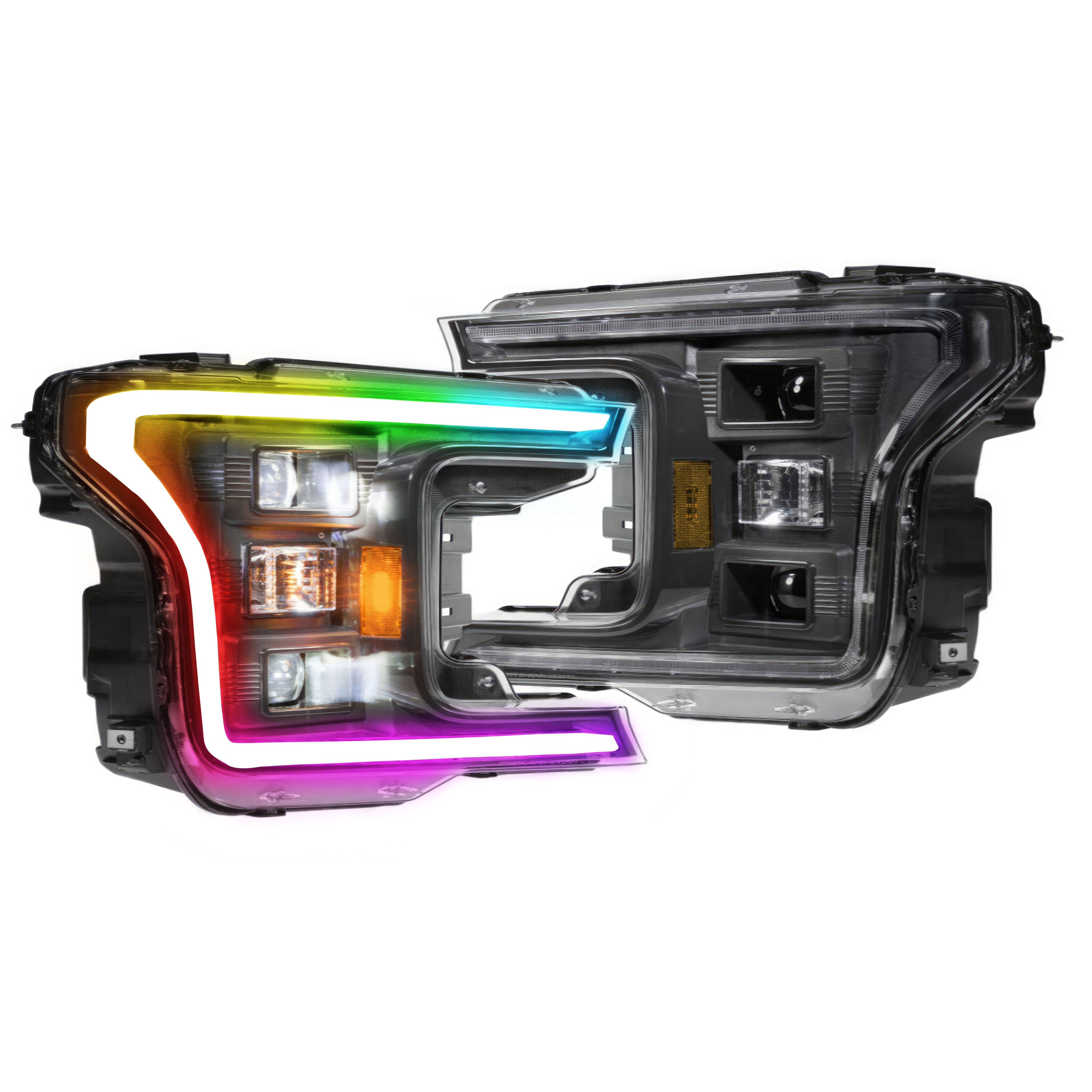 Ford F-150: Multicolor Flow Series Headlights (2018-2020) | XB Hybrid Morimoto – Custom Multicolor LED Lighting by RGB Halo Kits