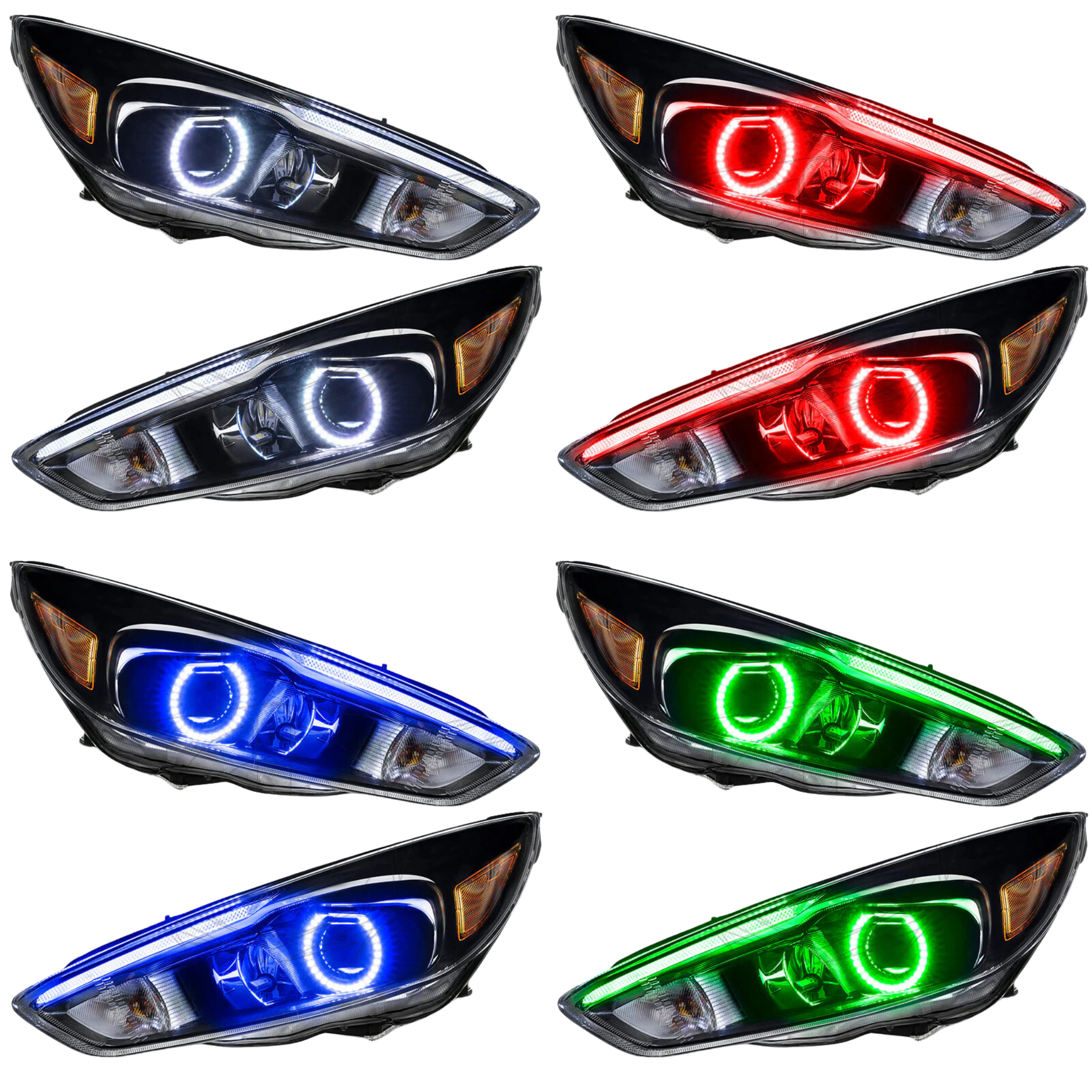 Ford Focus RS/ST Flow Series/Color Chasing DRL + Halo (2015-2017) – Custom Multicolor LED Lighting by RGB Halo Kits