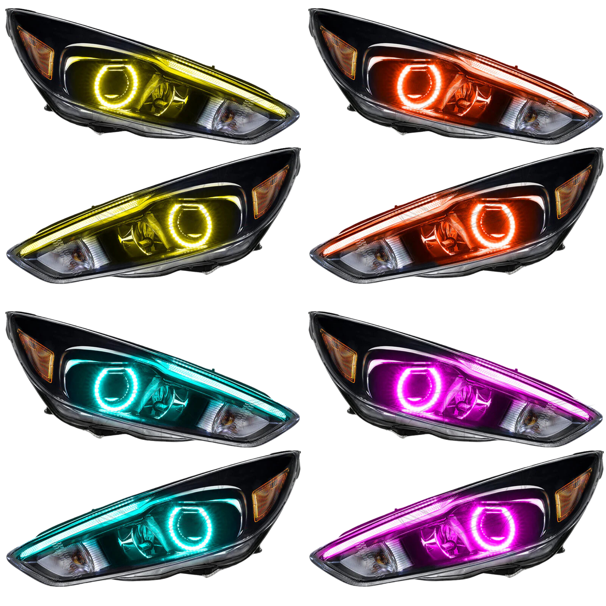 Ford Focus RS/ST Flow Series/Color Chasing DRL + Halo (2015-2017) – Custom Multicolor LED Lighting by RGB Halo Kits