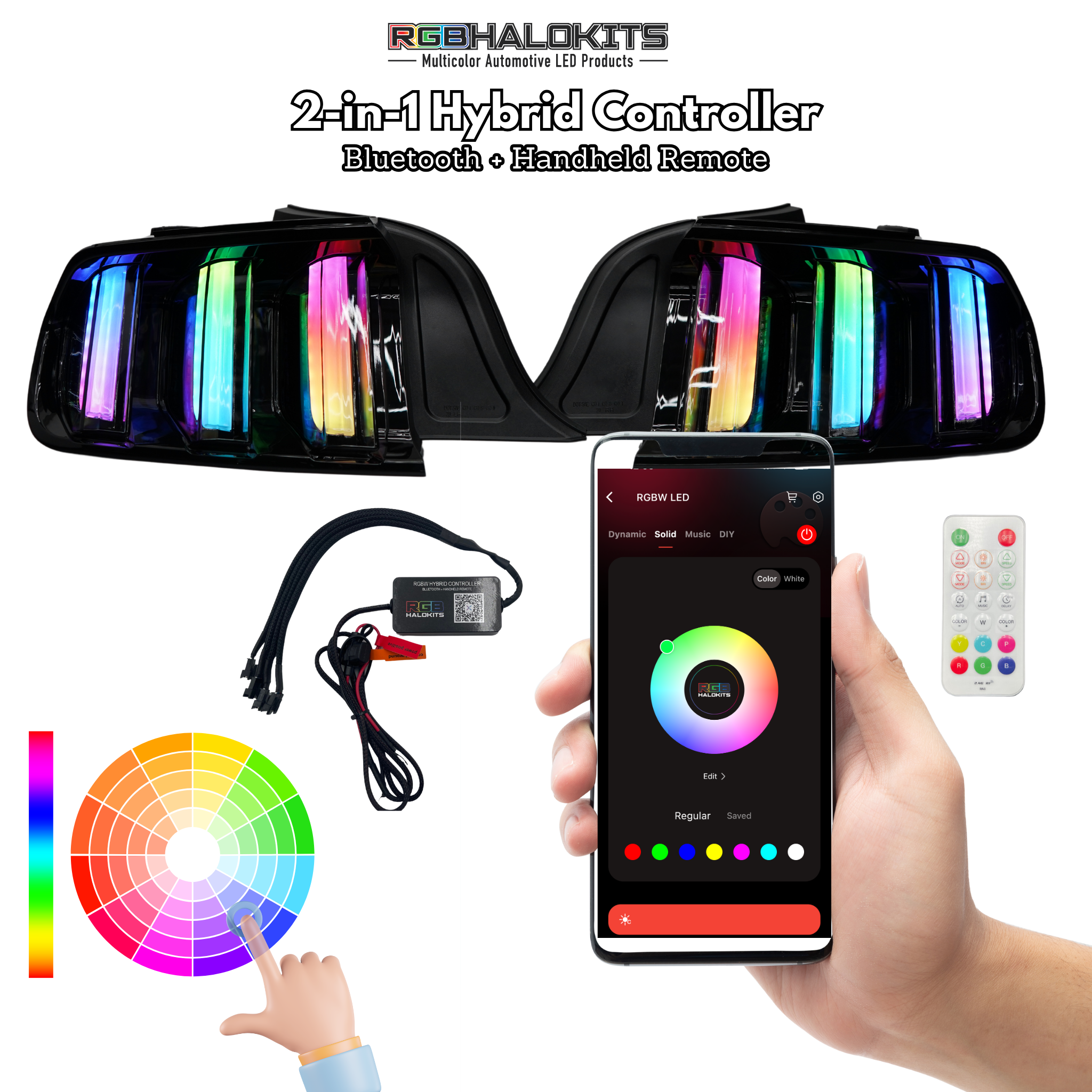 Ford Mustang Multicolor Flow LED Tail Lights (2015-2022) | XB Morimoto β Custom Multicolor LED Lighting by RGB Halo Kits