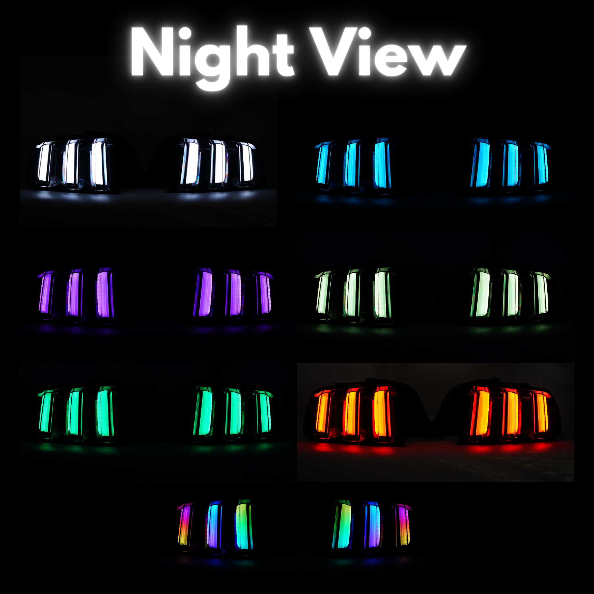 Ford Mustang Multicolor Flow LED Tail Lights (2015-2022) | XB Morimoto β Custom Multicolor LED Lighting by RGB Halo Kits