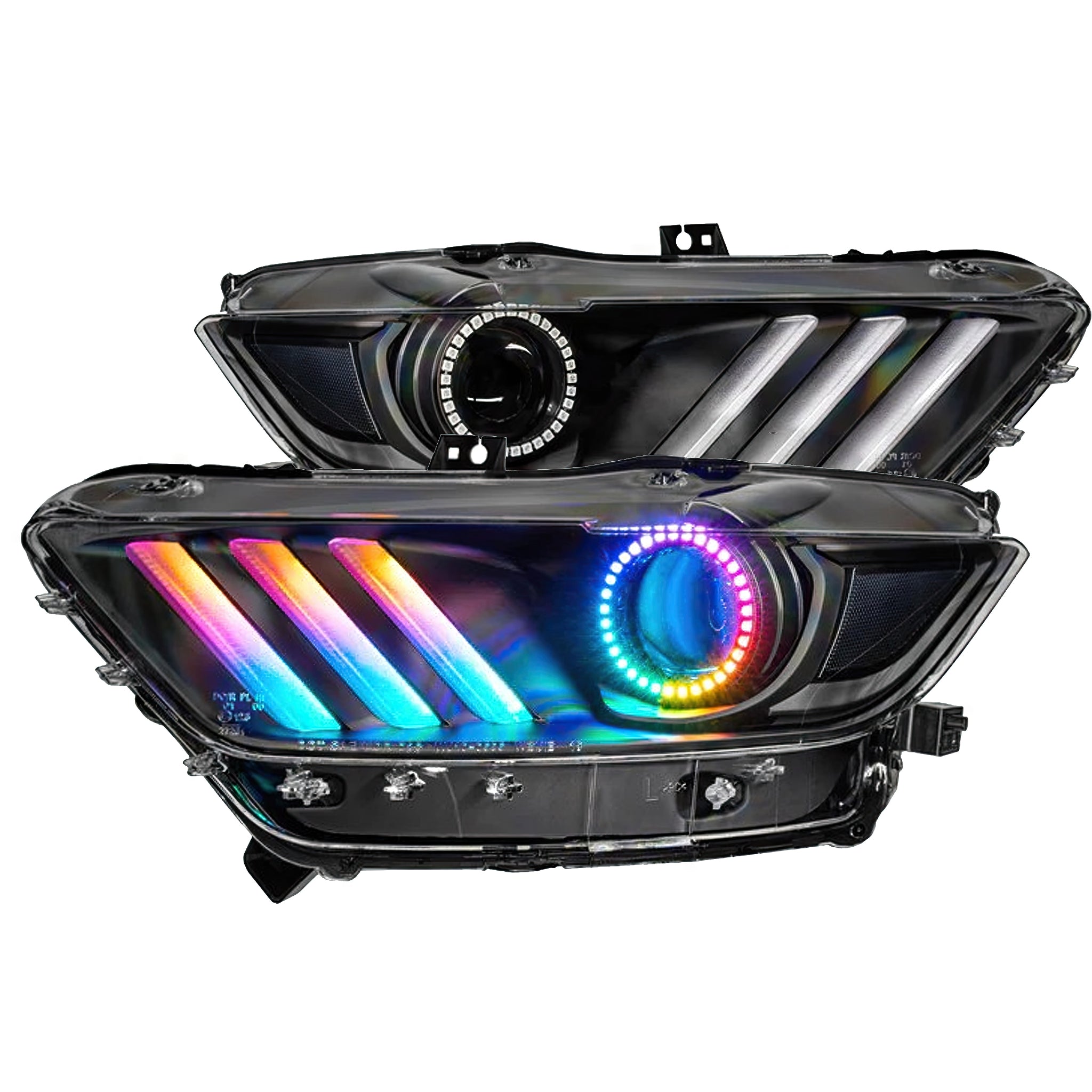 Ford Mustang: Multicolor Flow Series Headlights (2015-2017) – Custom Multicolor LED Lighting by RGB Halo Kits