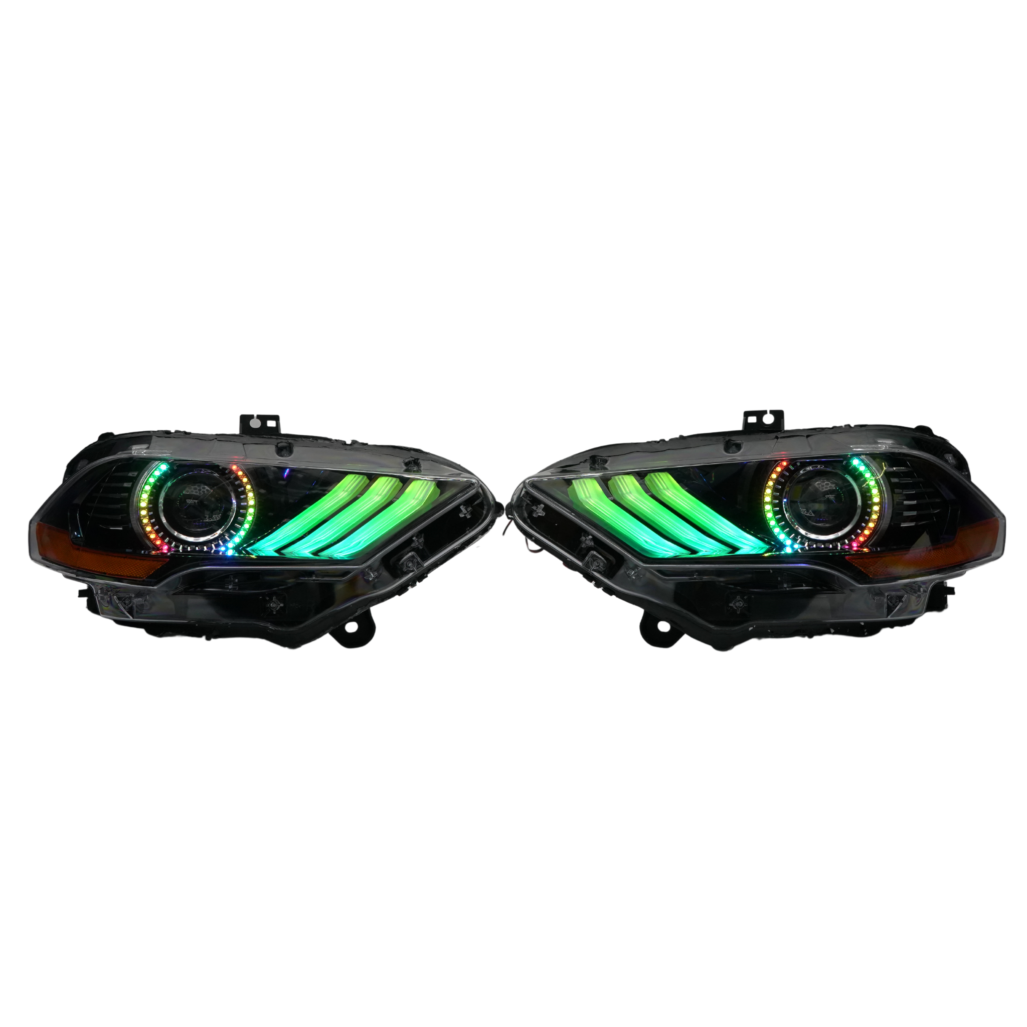 Ford Mustang: Multicolor Flow Series Headlights (2018-2023) – Custom Multicolor LED Lighting by RGB Halo Kits