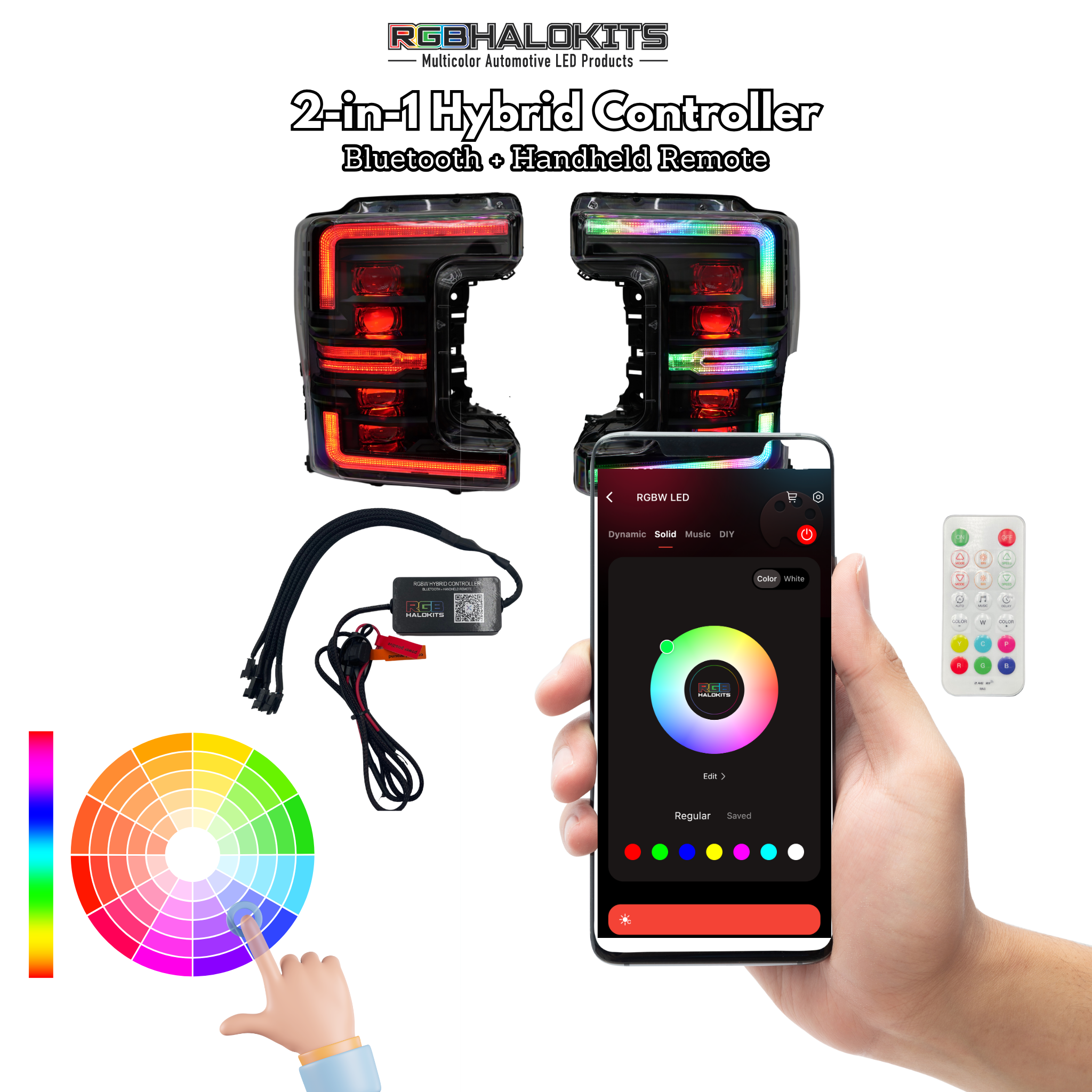 Ford Super Duty: Multicolor Flow Series Headlights Gen 2 (2017-2019) | XB Morimoto โ Custom Multicolor LED Lighting by RGB Halo Kits