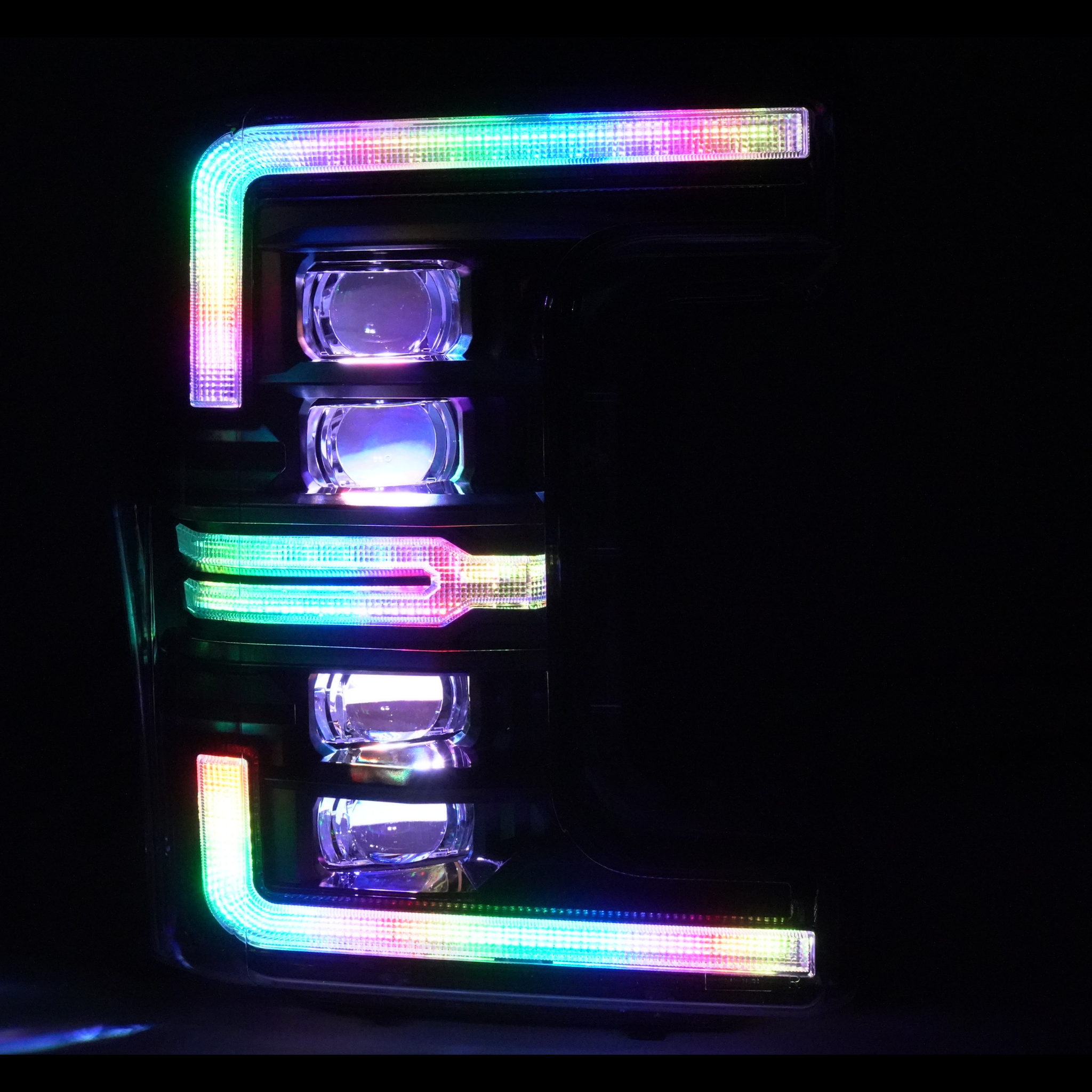 Ford Super Duty: Multicolor Flow Series Headlights Gen 2 (2017-2019) | XB Morimoto โ Custom Multicolor LED Lighting by RGB Halo Kits