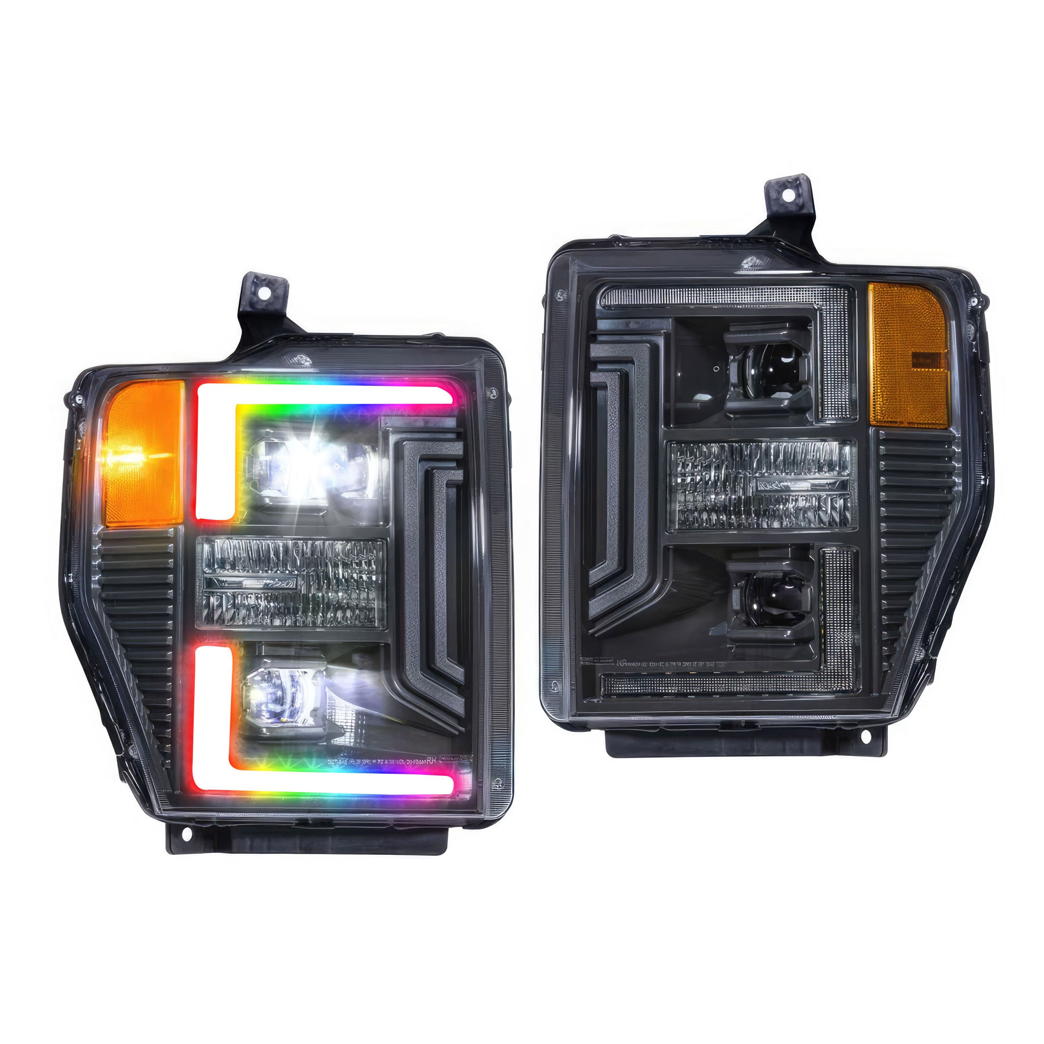 Ford Super Duty: Multicolor Flow Series Morimoto Headlights (2008-2010) | XB Hybrid Morimoto – Custom Multicolor LED Lighting by RGB Halo Kits