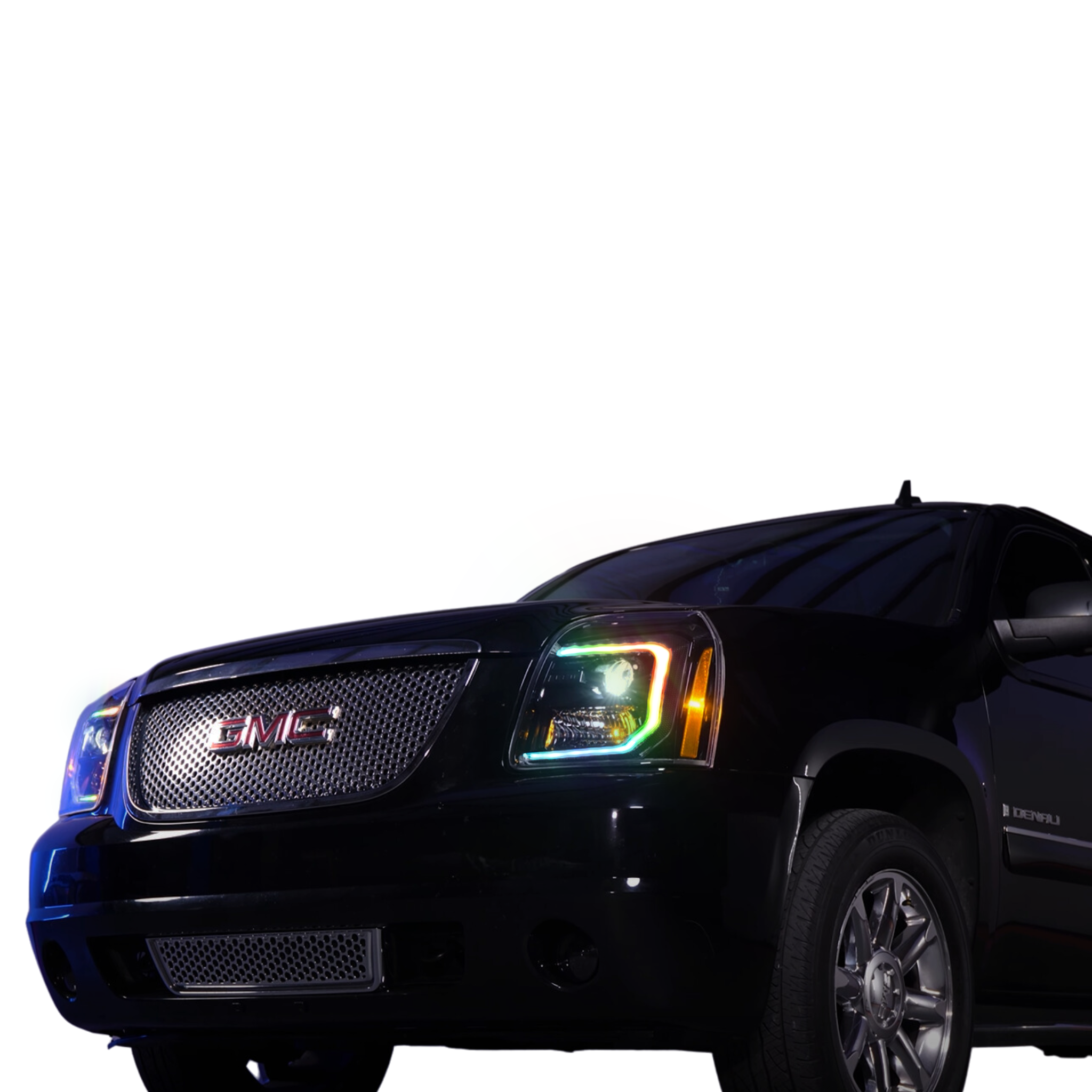GMC Yukon/Yukon XL: Multicolor Flow Series Headlights (2007-2014) | XB Hybrid Morimoto – Custom Multicolor LED Lighting by RGB Halo Kits