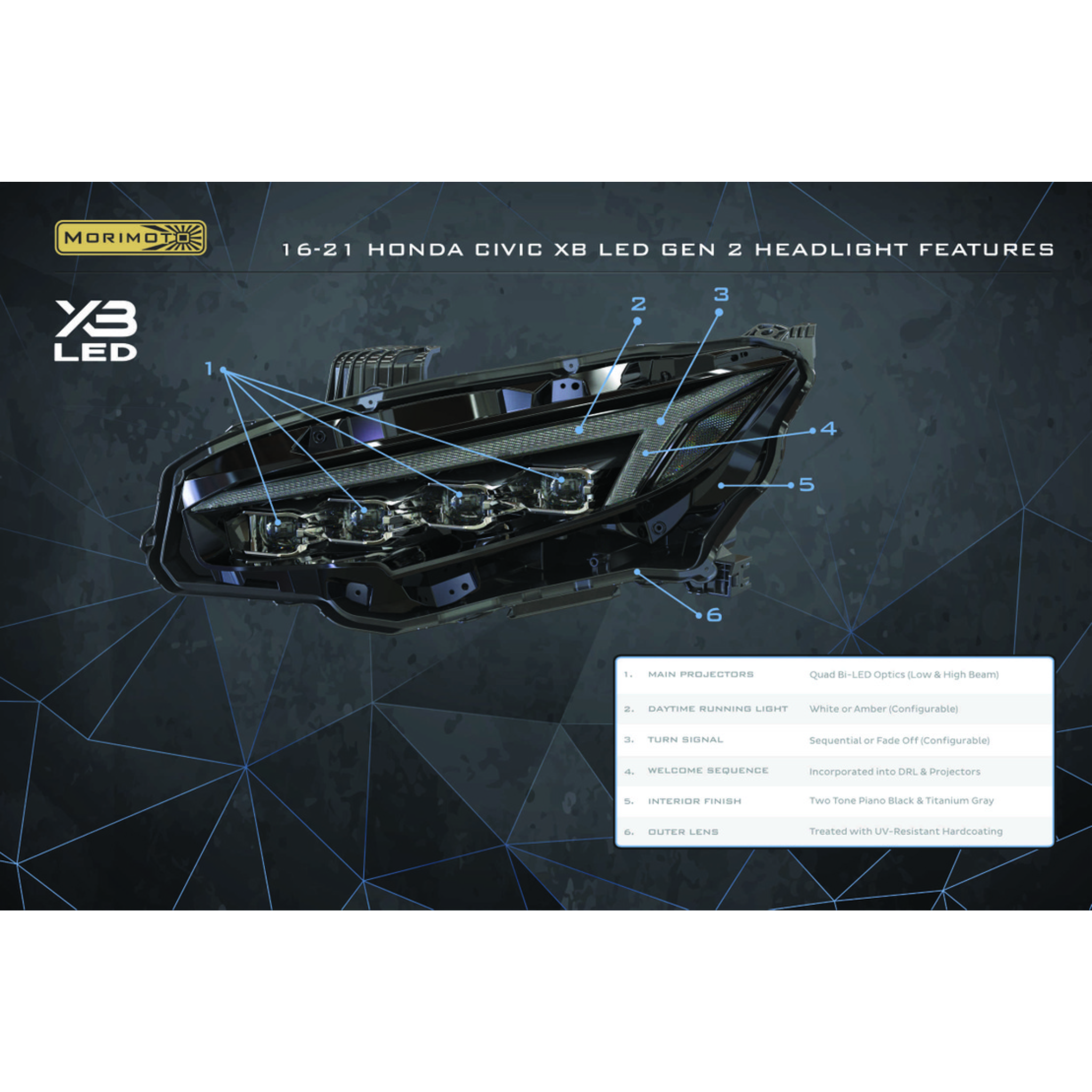 Honda Civic: Multicolor Flow Series LED Headlights (2016-2021) | XB Morimoto – Custom Multicolor LED Lighting by RGB Halo Kits