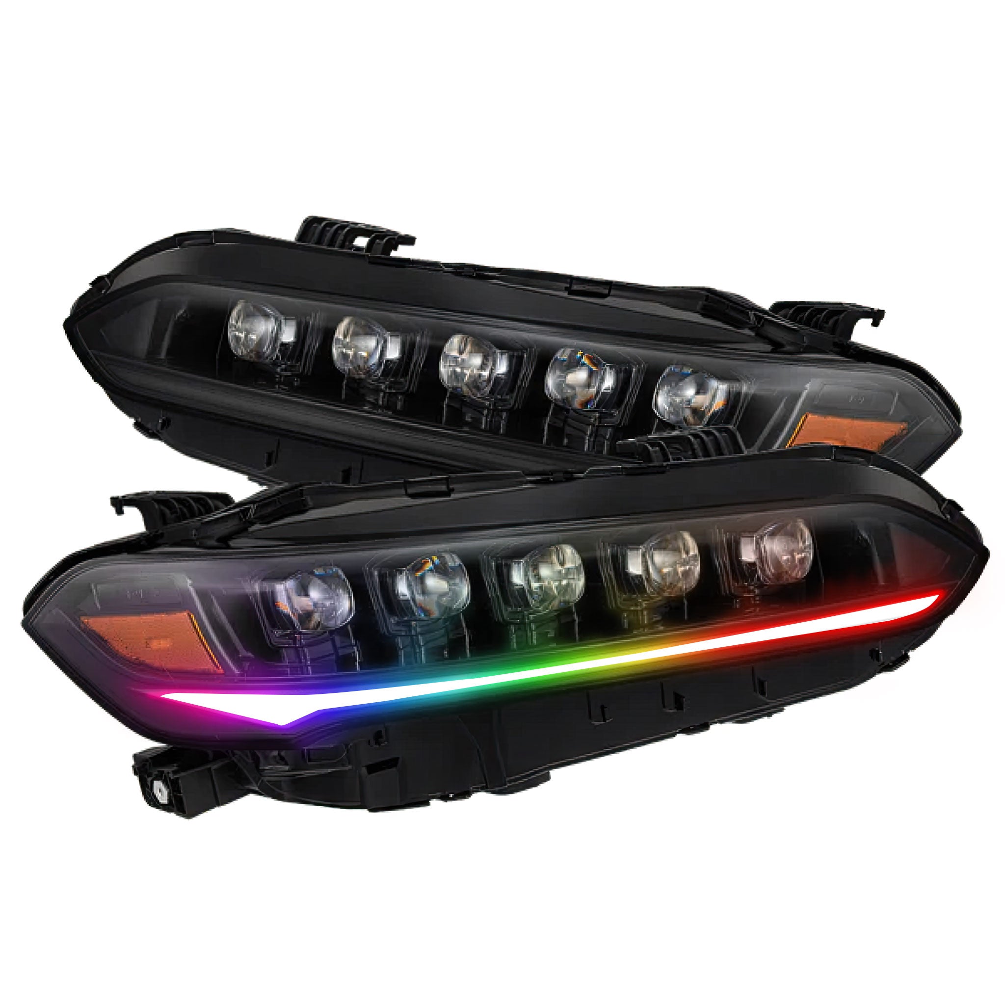 Honda Civic: Multicolor Flow Series Nova-Series Alphablack Headlights (2022-2025) | Alpharex – Custom Multicolor LED Lighting by RGB Halo Kits