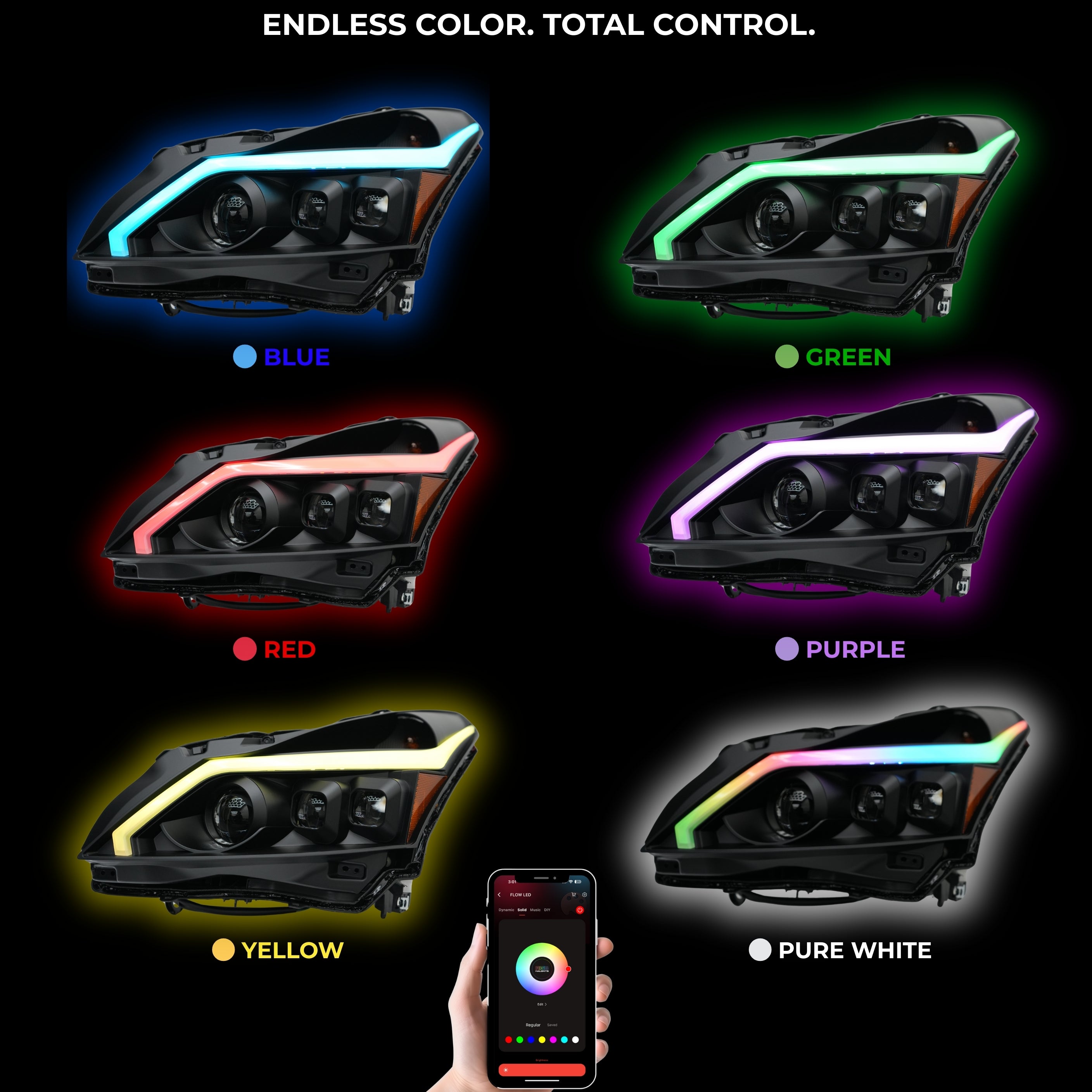 Infiniti G37 Multicolor DRL Boards (for 2010-2013 Spyder Headlights) – Custom Multicolor LED Lighting by RGB Halo Kits