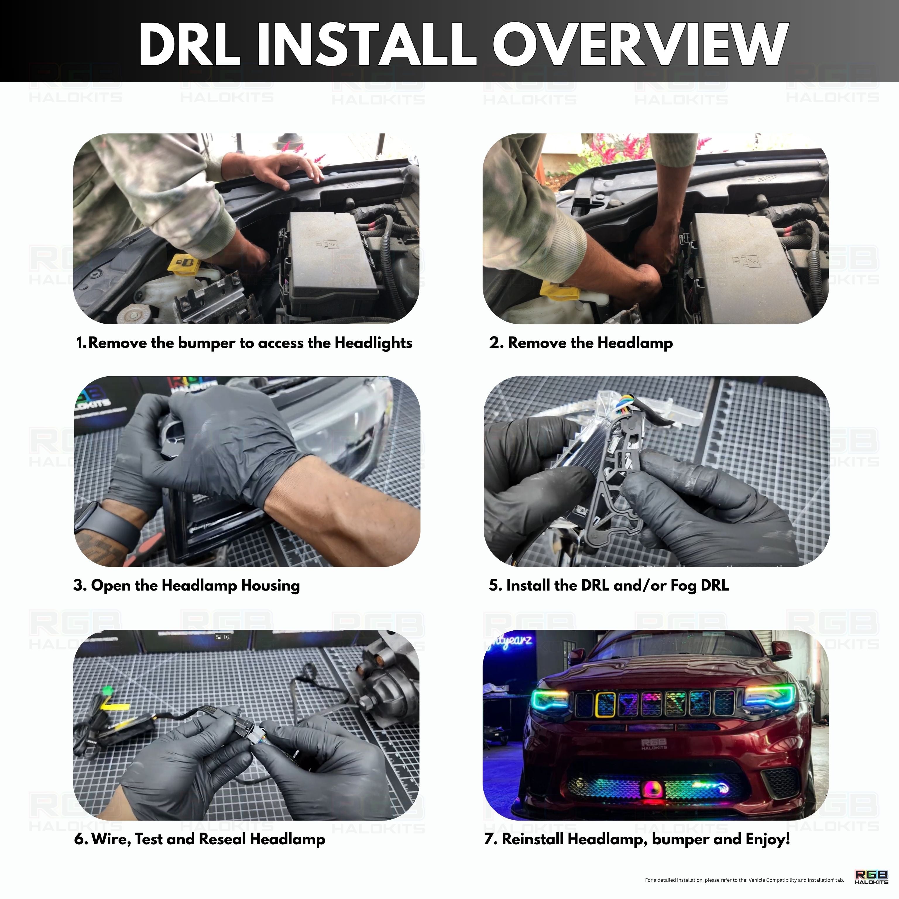 Jeep Grand Cherokee Multicolor DRL Boards (2014-2021) – Custom Multicolor LED Lighting by RGB Halo Kits