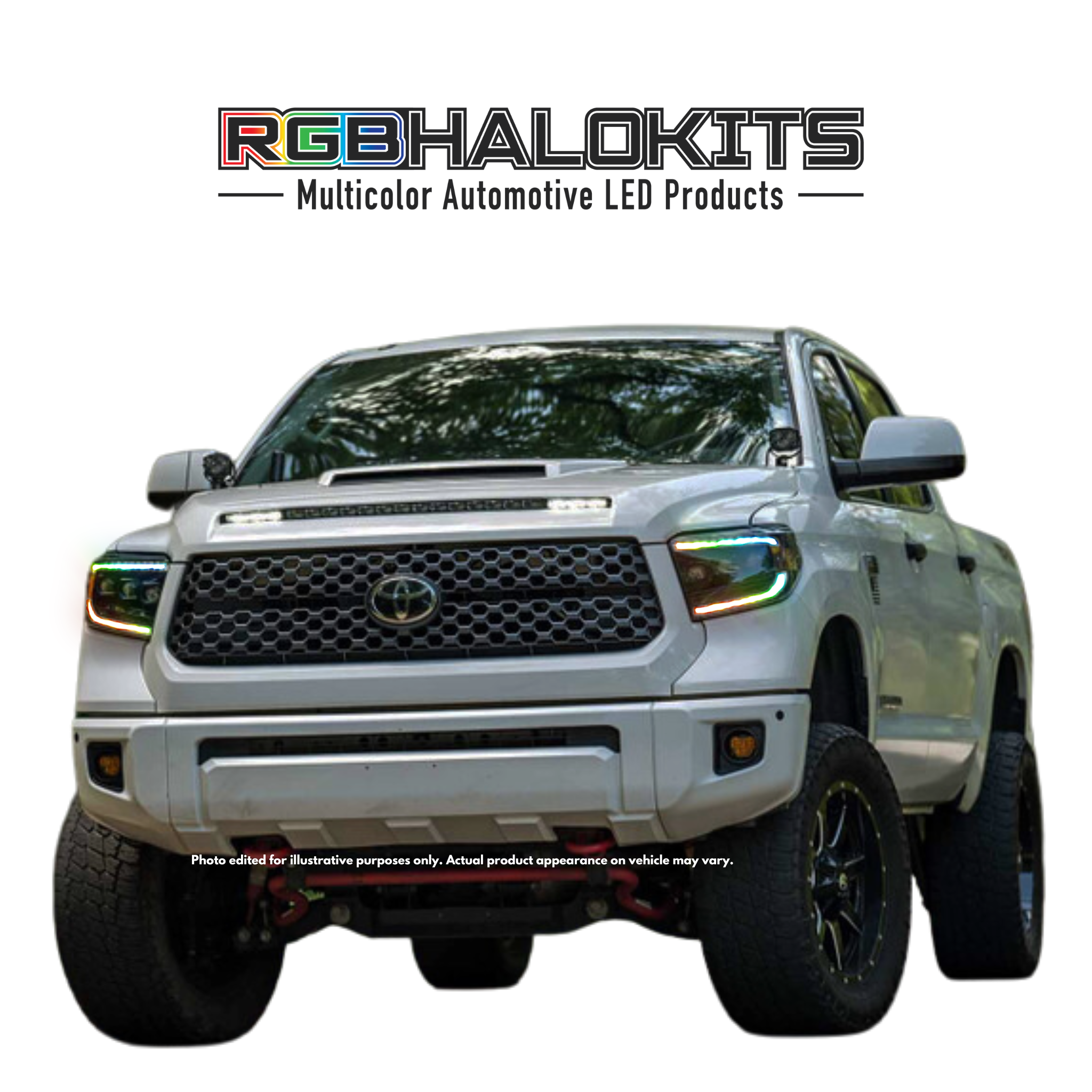 2014-2021 Toyota Tundra: Multicolor Prebuilt XB Headlights - RGB Halo Kits Multicolor Flow Series Color Chasing RGBWA LED headlight kit Oracle Lighting Trendz OneUpLighting Morimoto theretrofitsource AutoLEDTech Diode Dynamics