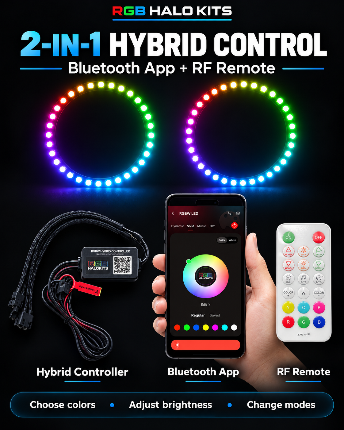 Multicolor LED Halo Rings | choose size