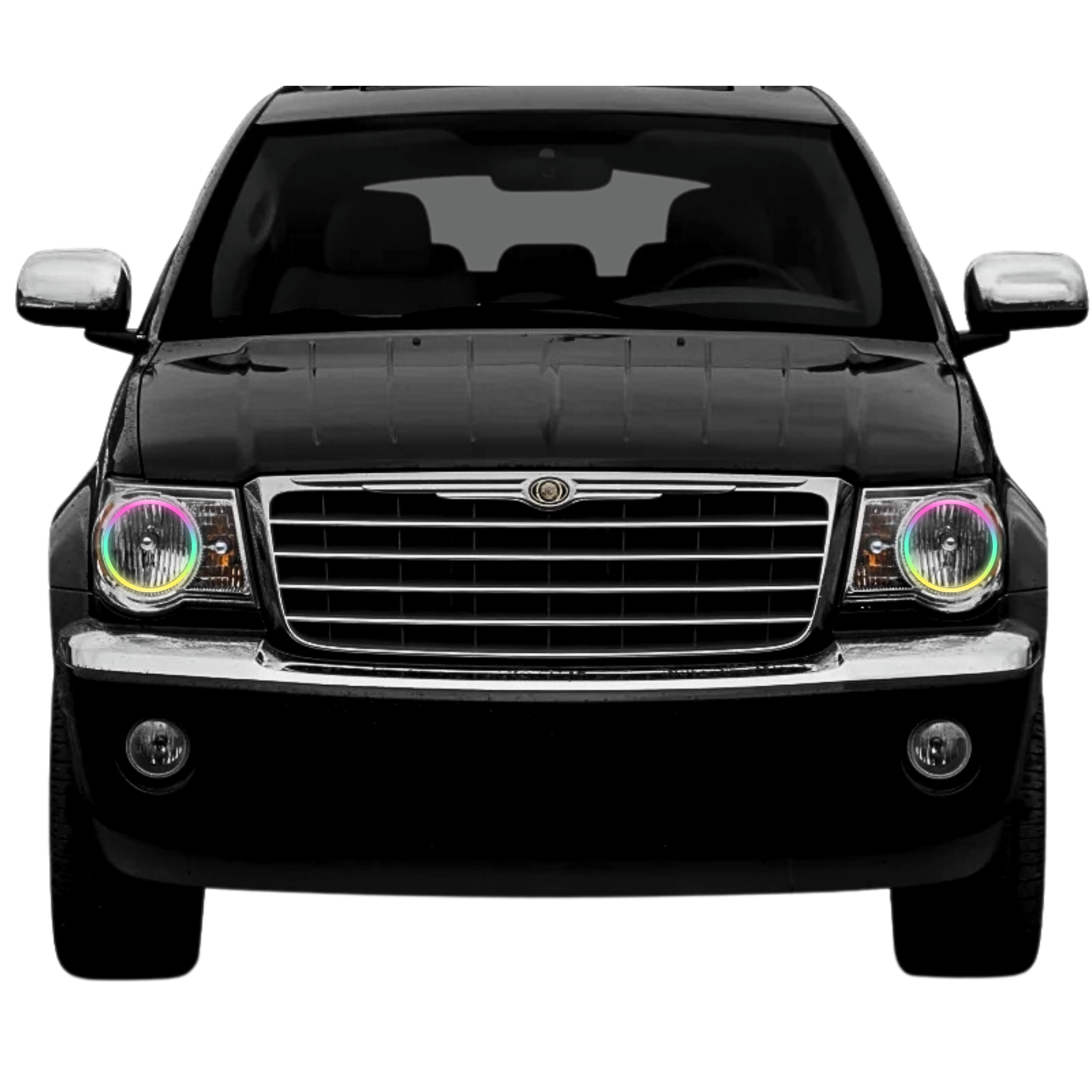 2007-2008 Chrysler Aspen Multicolor Halo Kit - RGB Halo Kits Multicolor Flow Series Color Chasing RGBWA LED headlight kit Colorshift Oracle Lighting Trendz OneUpLighting Morimoto theretrofitsource AutoLEDTech Diode Dynamics