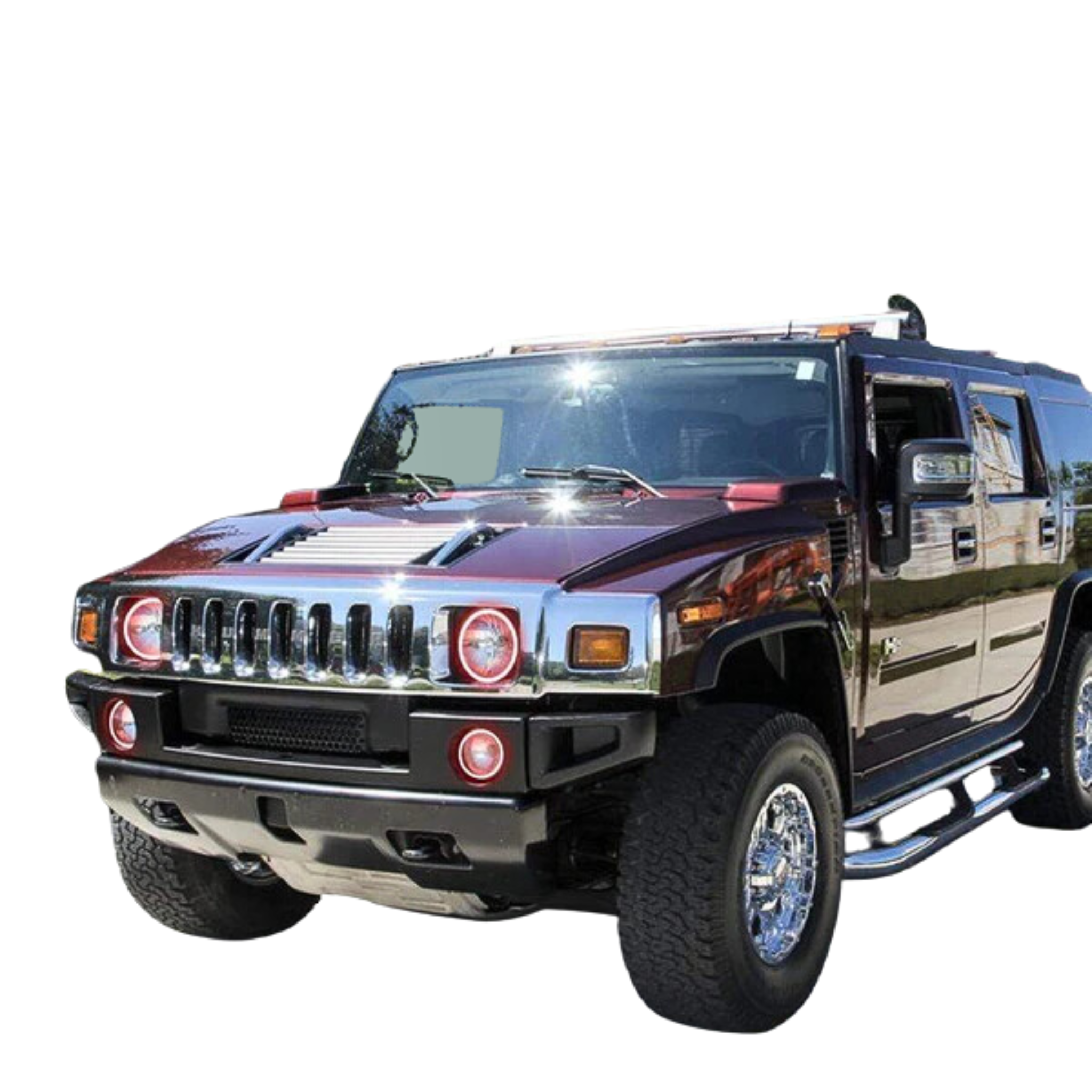2003-2010 Hummer H2 Multicolor Halo Kit - RGB Halo Kits Multicolor Flow Series Color Chasing RGBWA LED headlight kit Oracle Lighting Trendz OneUpLighting Morimoto theretrofitsource AutoLEDTech Diode Dynamics