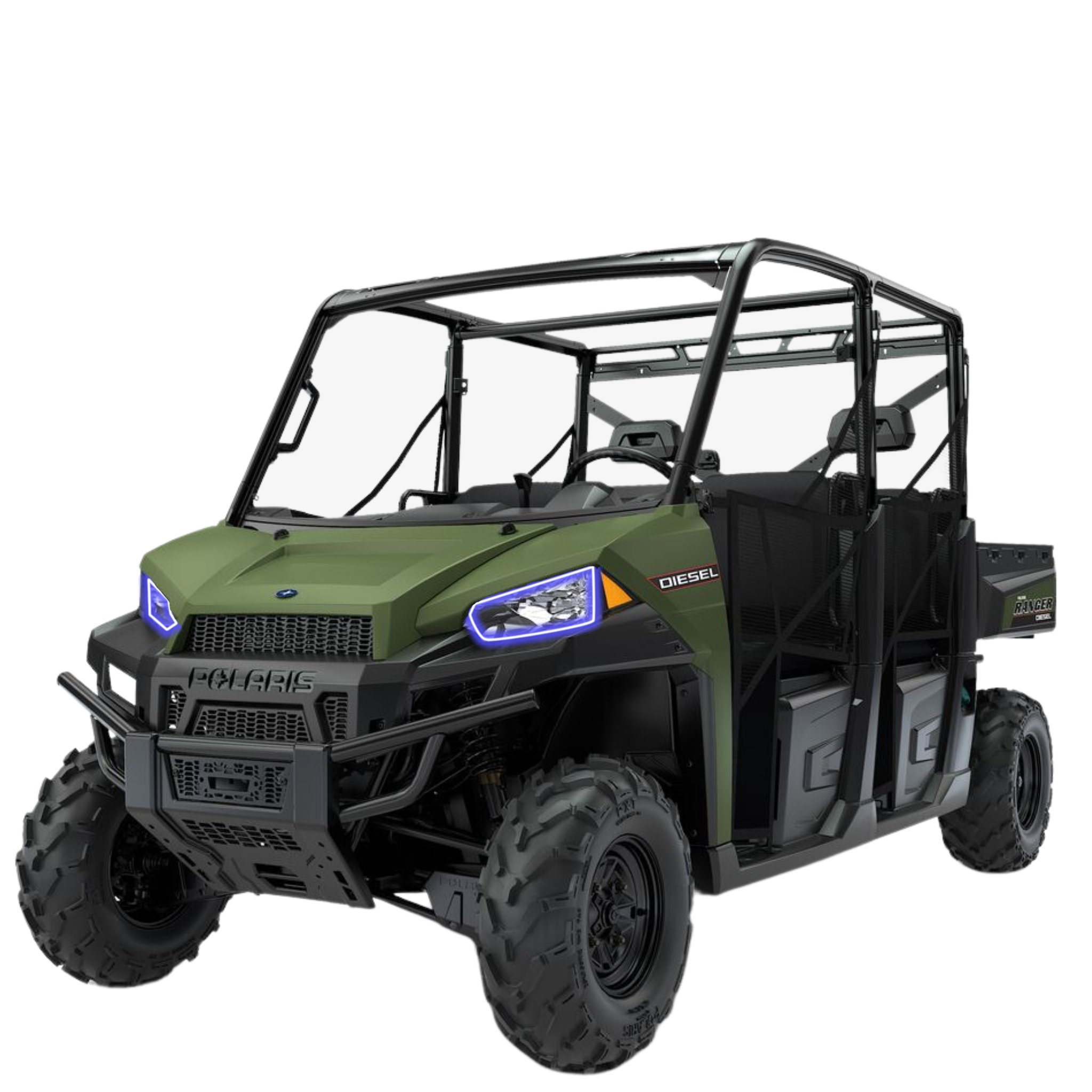 2014-2019 Polaris Ranger 570/900/1000 Color Chasing Headlight Multicolor Halo Kit - RGB Halo Kits Multicolor Flow Series Color Chasing RGBWA LED headlight kit Oracle Lighting Trendz OneUpLighting Morimoto theretrofitsource AutoLEDTech Diode Dynamics