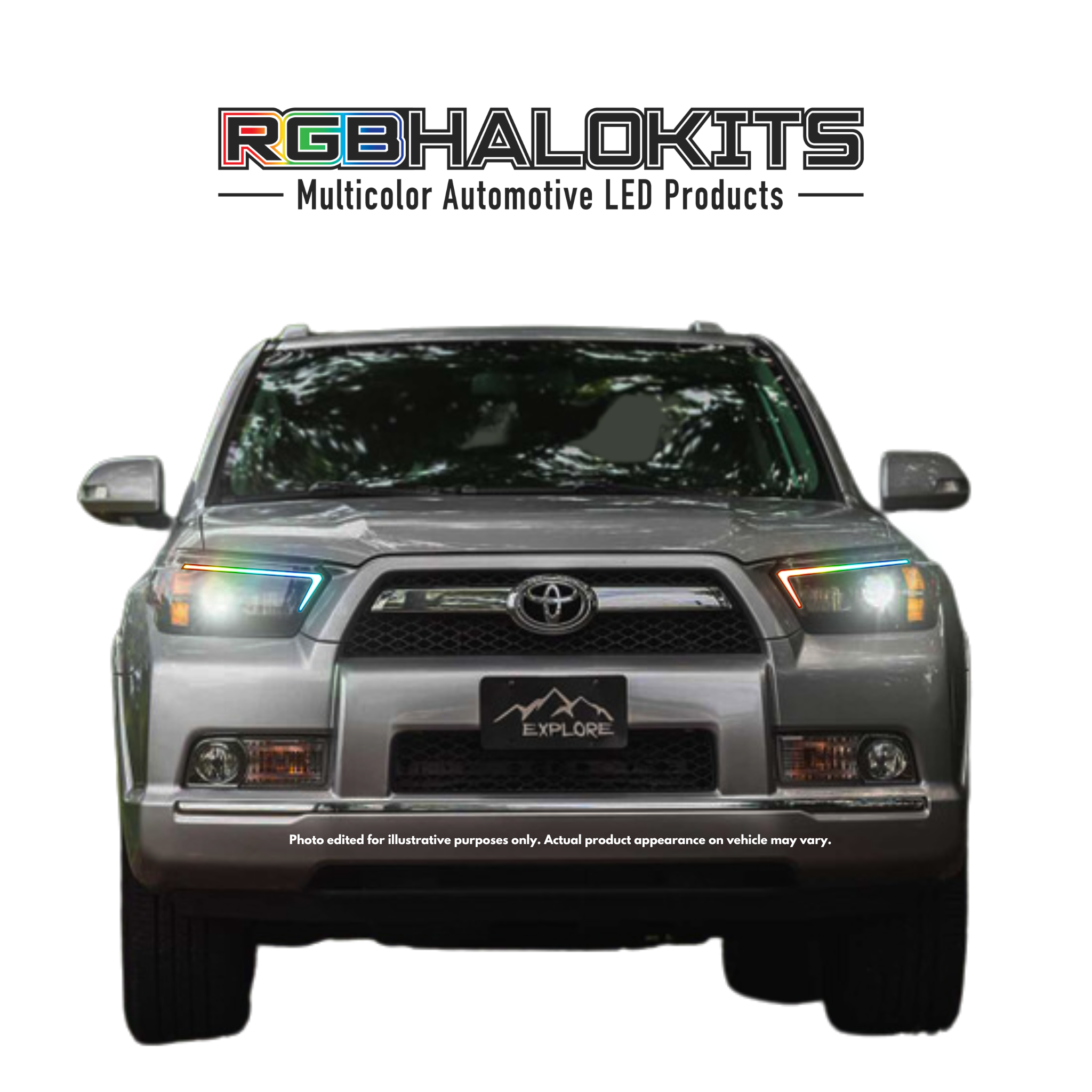 2010-2013 Toyota 4Runner: Multicolor Built Morimoto XB Hybrid Headlights - RGB Halo Kits Multicolor Flow Series Color Chasing RGBWA LED headlight kit Colorshift Oracle Lighting Trendz OneUpLighting Morimoto theretrofitsource AutoLEDTech Diode Dynamics