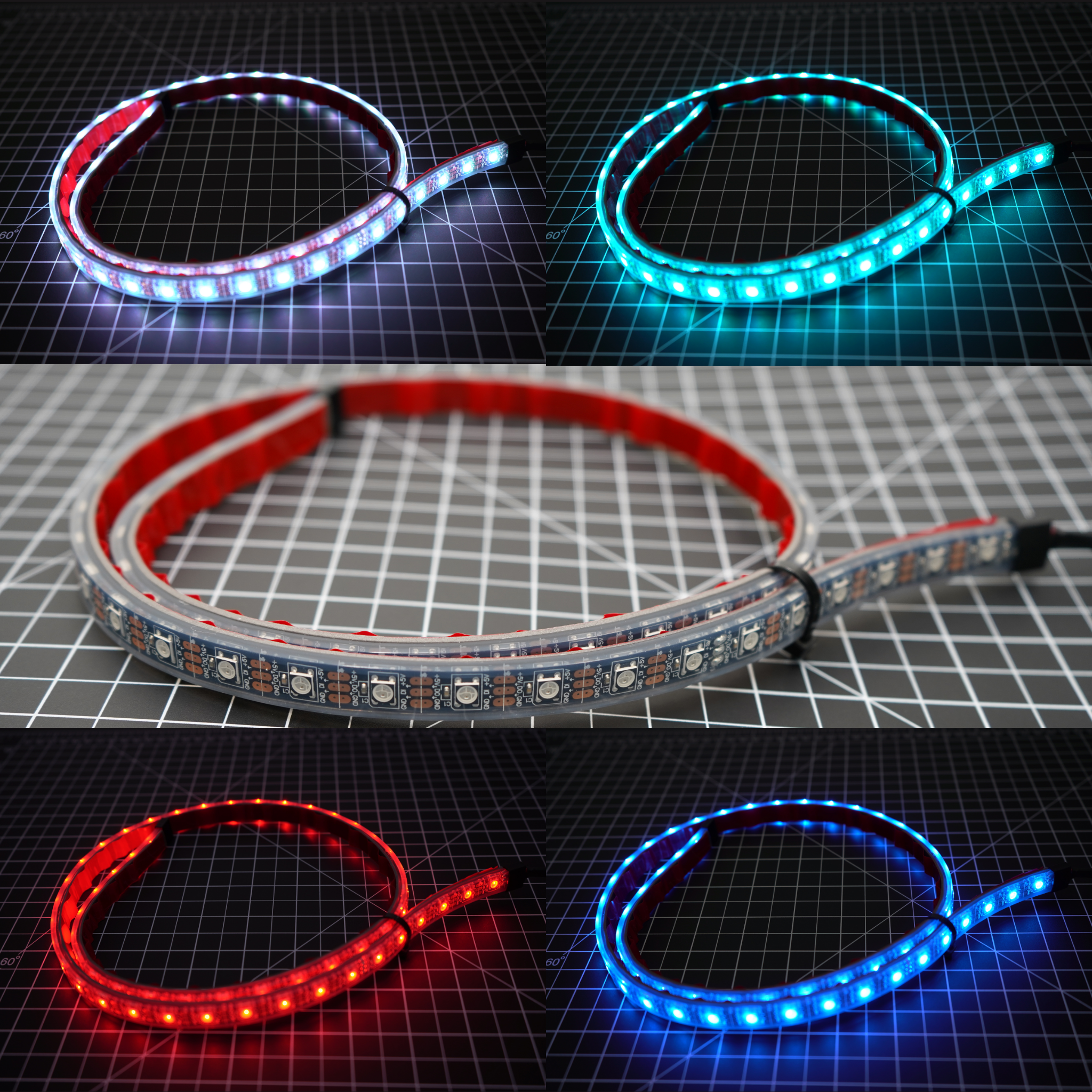 RGBW Waterproof LED Strip – IP68 Flexible (12"–72") – Custom Multicolor LED Lighting by RGB Halo Kits