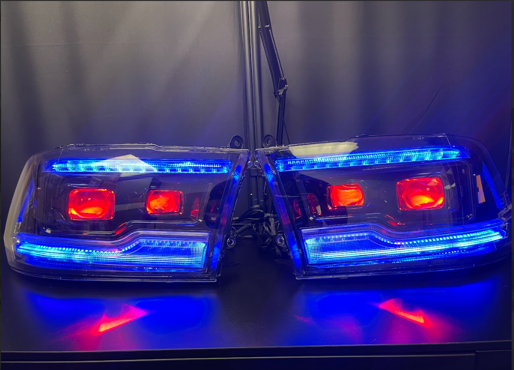 Ram 1500 / HD: Multicolor Flow Series Headlights w/ Demon eyes (2009-2024) | XB Morimoto – Custom Multicolor LED Lighting by RGB Halo Kits