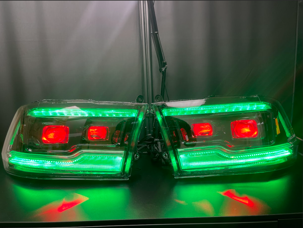 Ram 1500 / HD: Multicolor Flow Series Headlights w/ Demon eyes (2009-2024) | XB Morimoto – Custom Multicolor LED Lighting by RGB Halo Kits