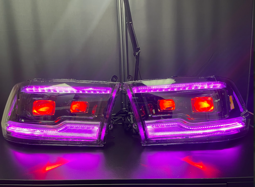 Ram 1500 / HD: Multicolor Flow Series Headlights w/ Demon eyes (2009-2024) | XB Morimoto – Custom Multicolor LED Lighting by RGB Halo Kits