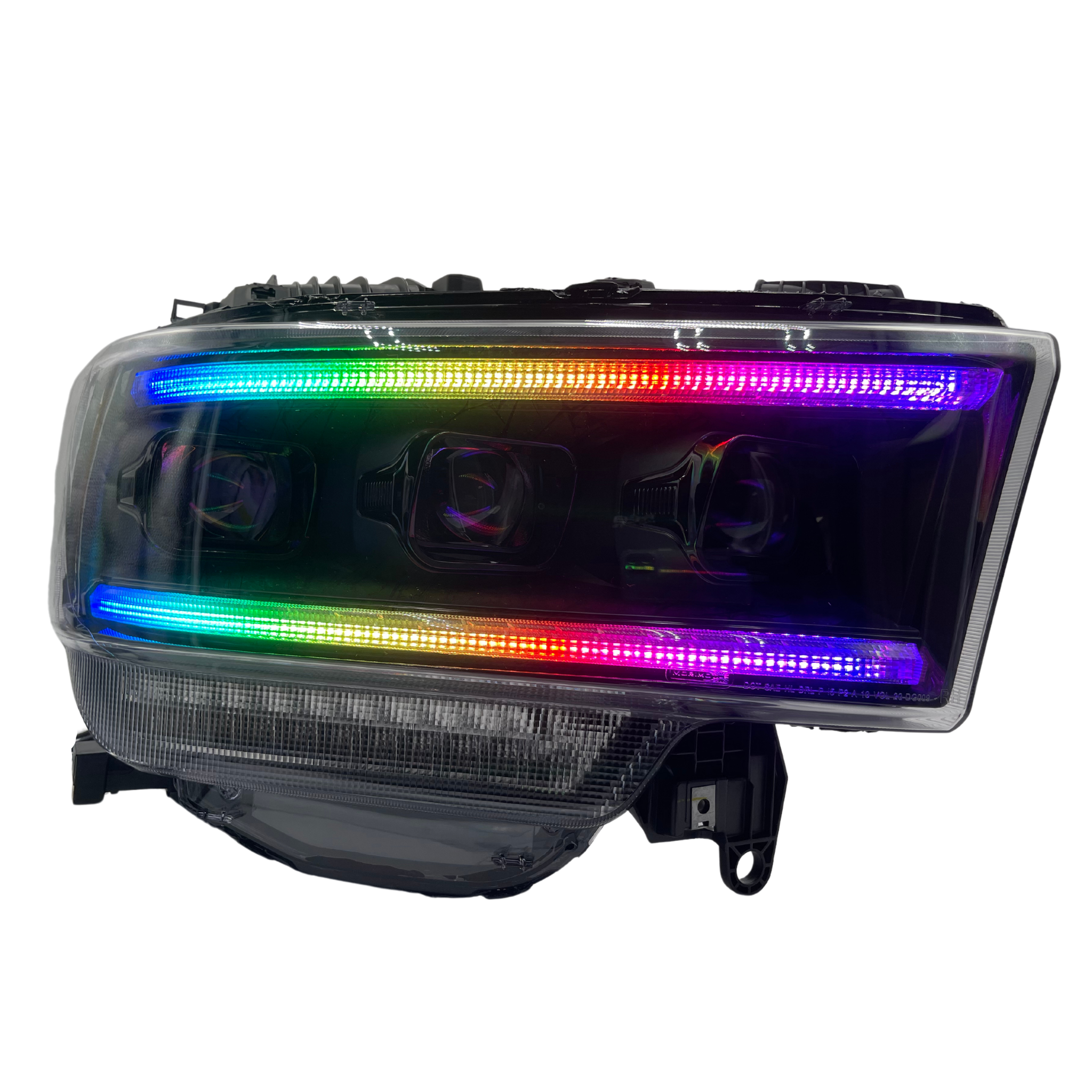 Ram HD: Multicolor Flow Series Headlights (2019-2024) | XB Morimoto – Custom Multicolor LED Lighting by RGB Halo Kits