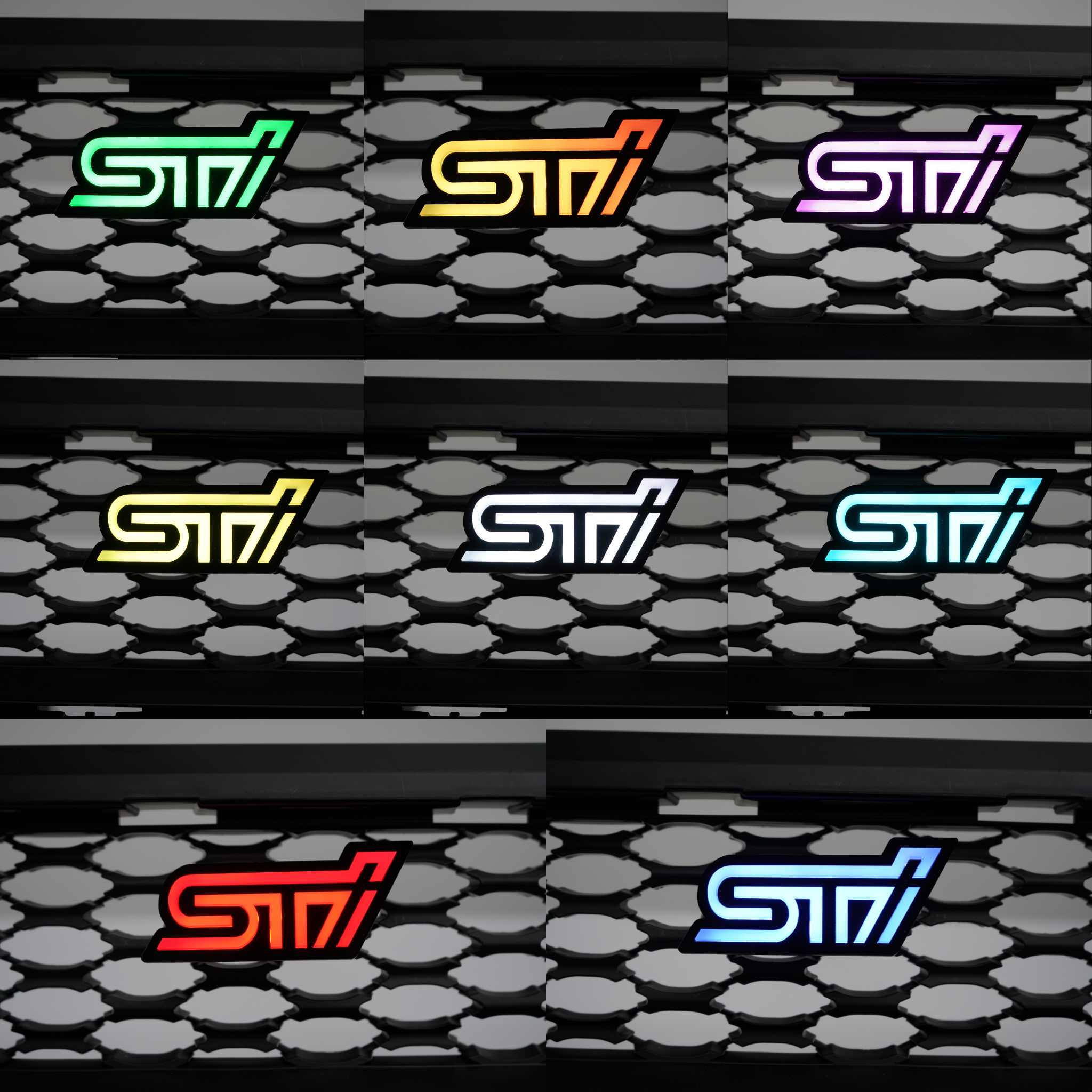 STI LED Badge: Multicolor Flow (2010-2023) | Lit Logos – Custom Multicolor LED Lighting by RGB Halo Kits
