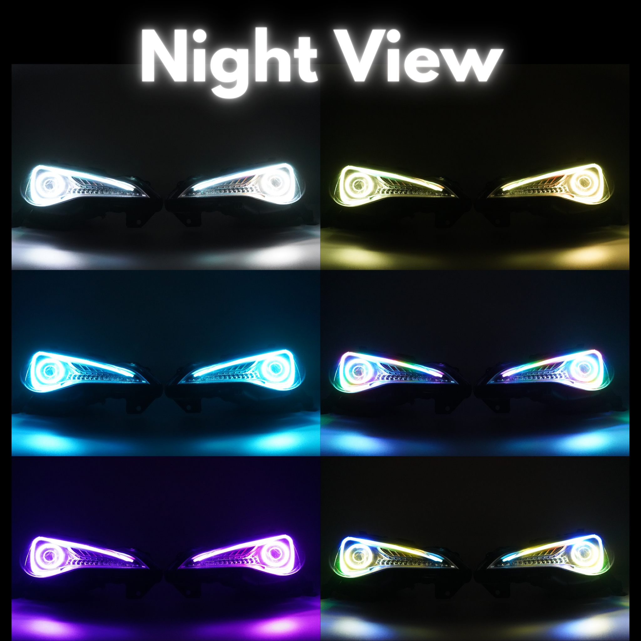 Scion FRS: Multicolor Flow Series Headlights (2012-2017) – Custom Multicolor LED Lighting by RGB Halo Kits