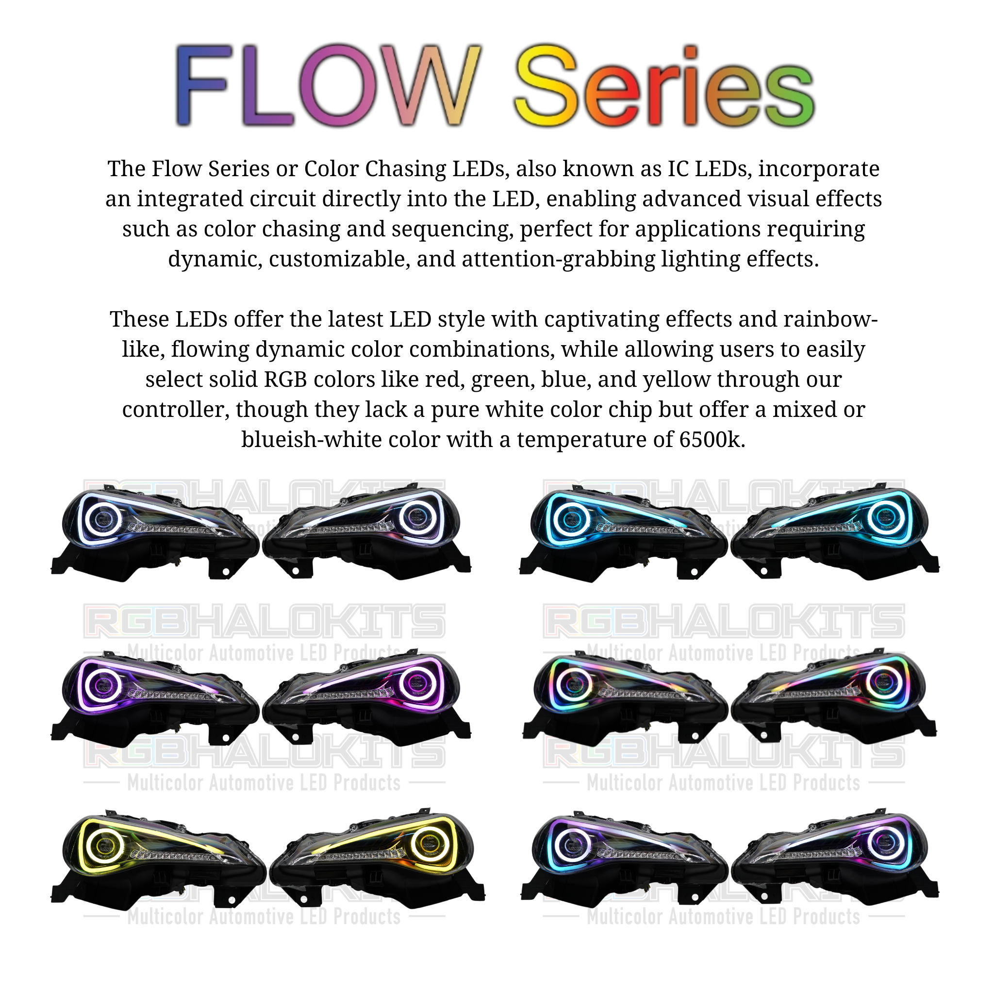 Scion FRS: Multicolor Flow Series Headlights (2012-2017) – Custom Multicolor LED Lighting by RGB Halo Kits