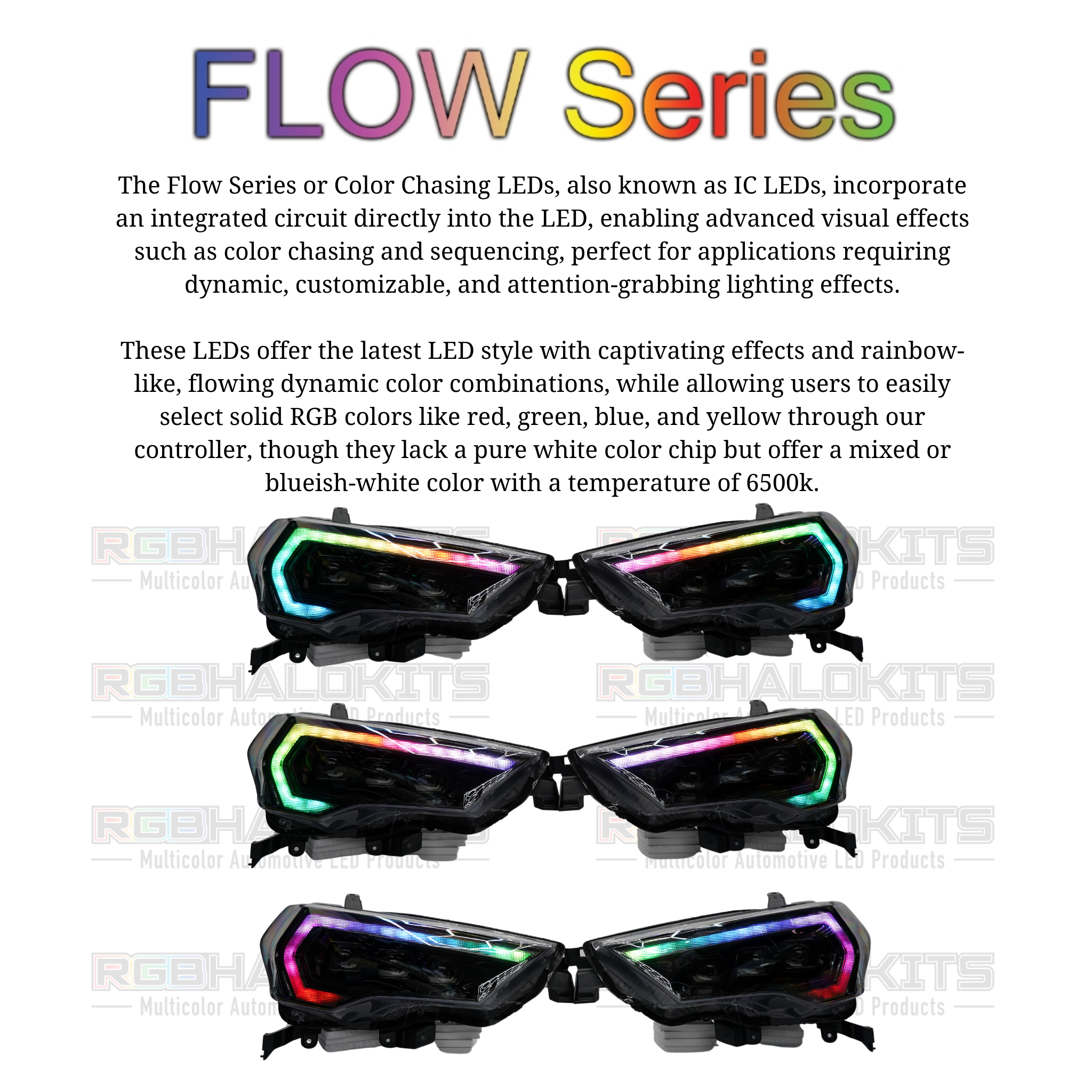 Toyota 4Runner: Multicolor Flow Series Headlights (2014-2024) | XB Morimoto β Custom Multicolor LED Lighting by RGB Halo Kits