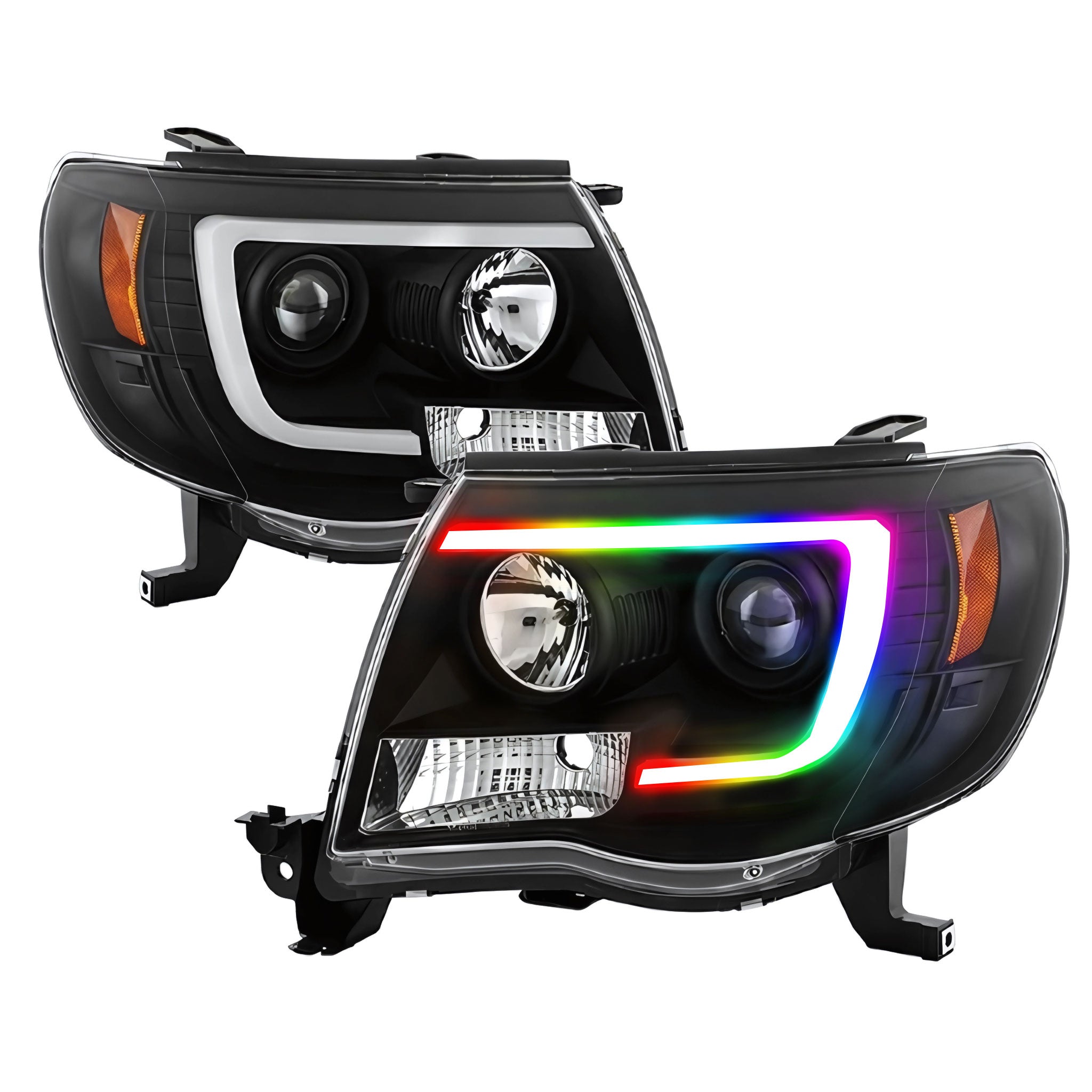 Toyota Tacoma: Multicolor Flow Series Headlights (2005-2011) | Spyder – Custom Multicolor LED Lighting by RGB Halo Kits