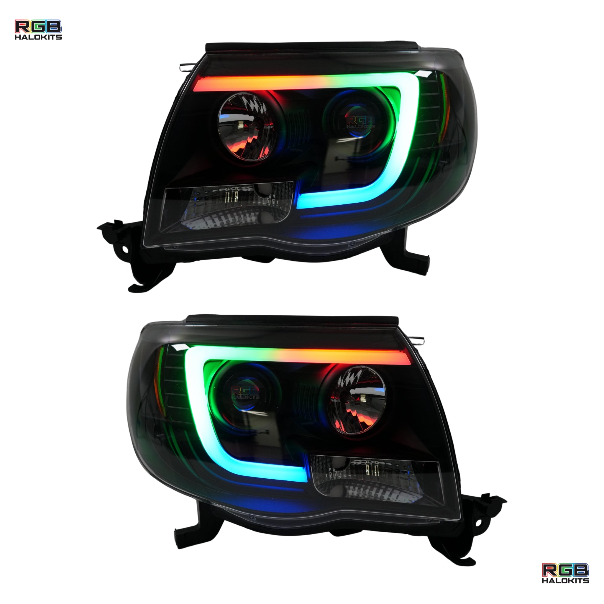 Toyota Tacoma: Multicolor Flow Series Headlights (2005-2011) | Spyder – Custom Multicolor LED Lighting by RGB Halo Kits