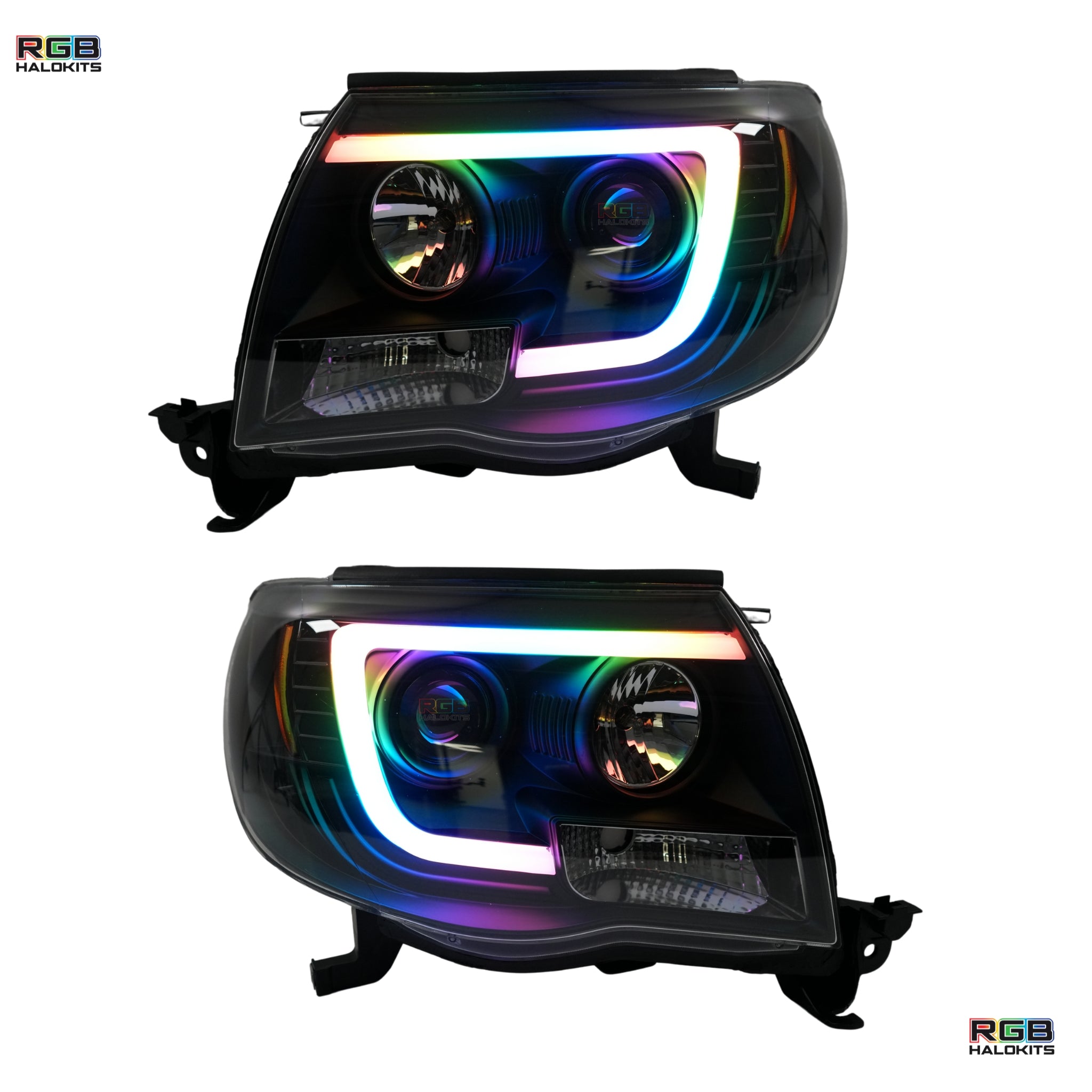 Toyota Tacoma: Multicolor Flow Series Headlights (2005-2011) | Spyder – Custom Multicolor LED Lighting by RGB Halo Kits