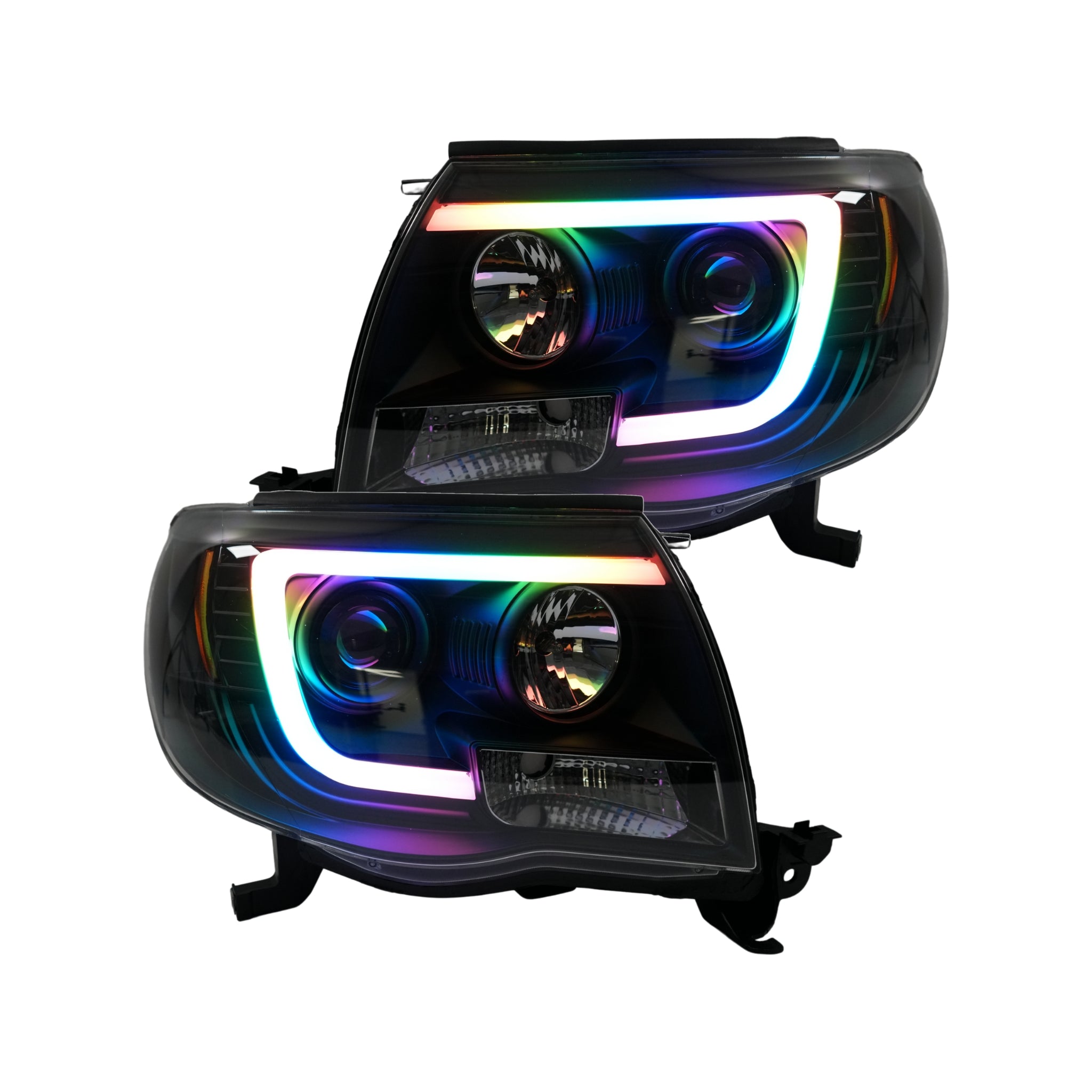 Toyota Tacoma: Multicolor Flow Series Headlights (2005-2011) | Spyder – Custom Multicolor LED Lighting by RGB Halo Kits