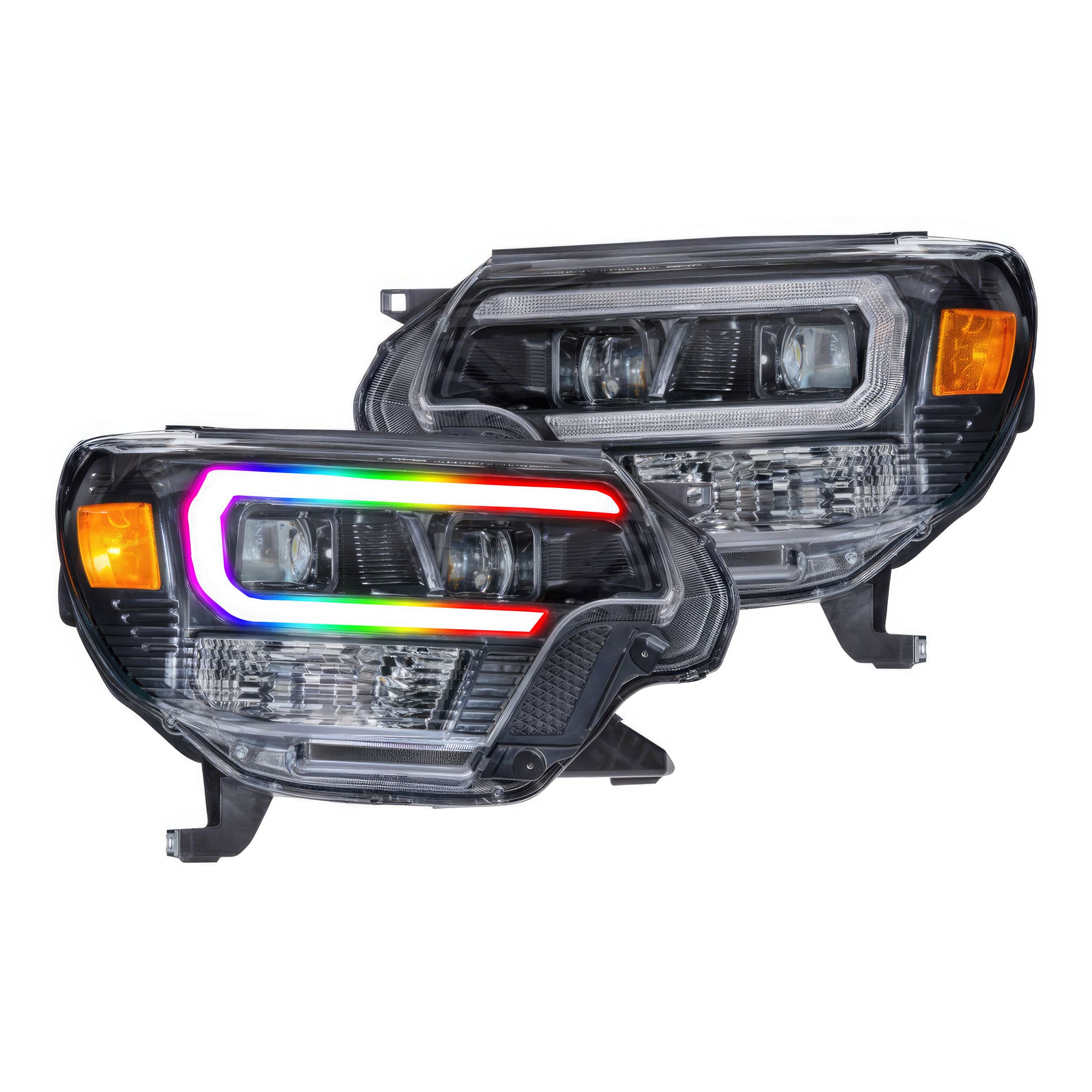 Toyota Tacoma: Multicolor Flow Series Headlights (2012-2015) | XB Hybrid Morimoto – Custom Multicolor LED Lighting by RGB Halo Kits