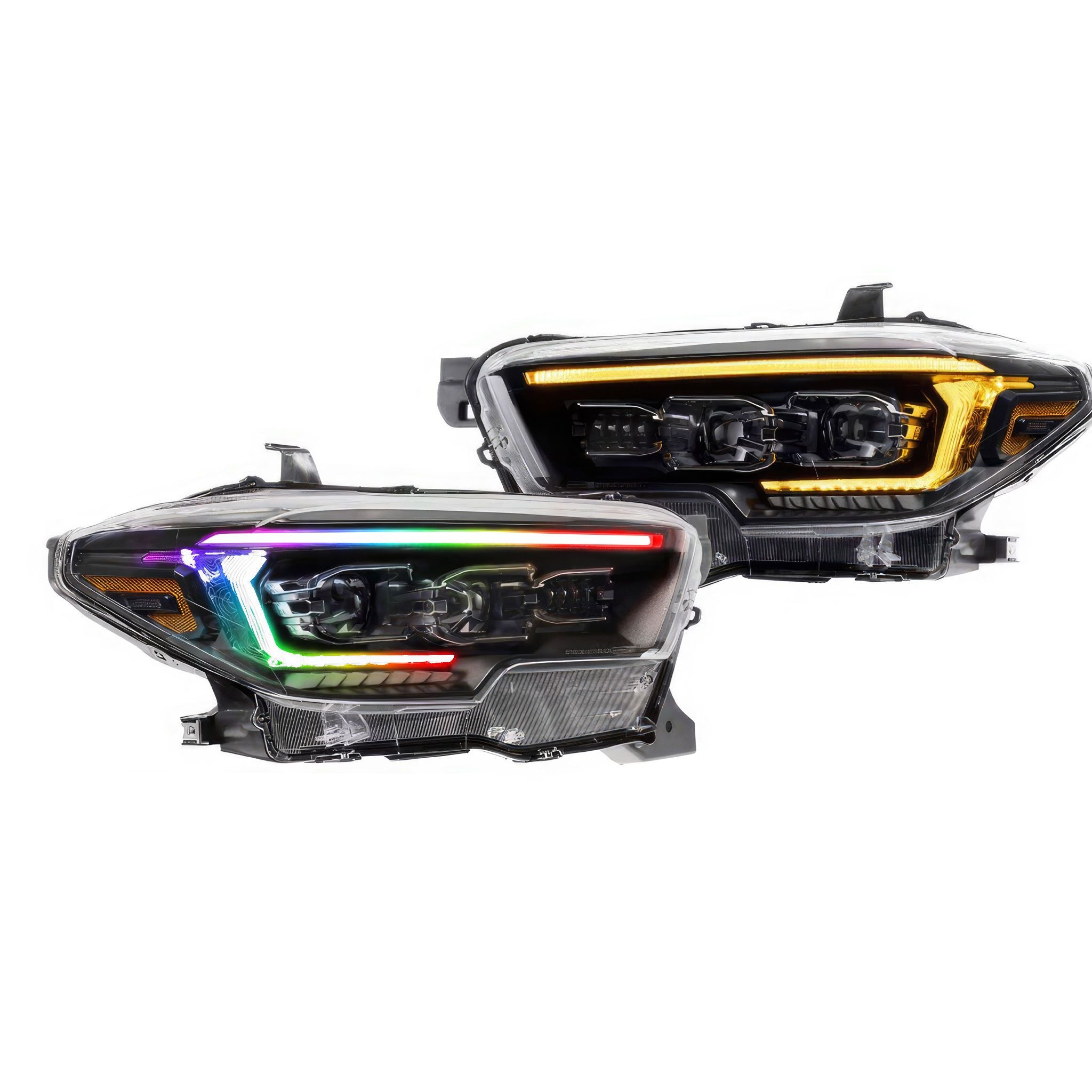 Toyota Tacoma: Multicolor Flow Series Headlights (2016-2023) | XB Evo – Custom Multicolor LED Lighting by RGB Halo Kits
