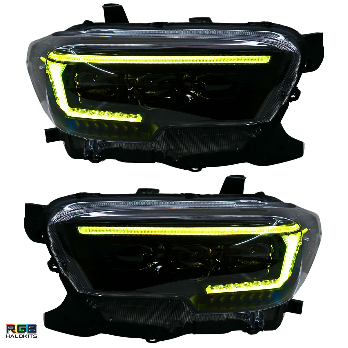 Toyota Tacoma: Multicolor Flow Series Headlights (2016-2023) | XB Evo Hybrid – Custom Multicolor LED Lighting by RGB Halo Kits
