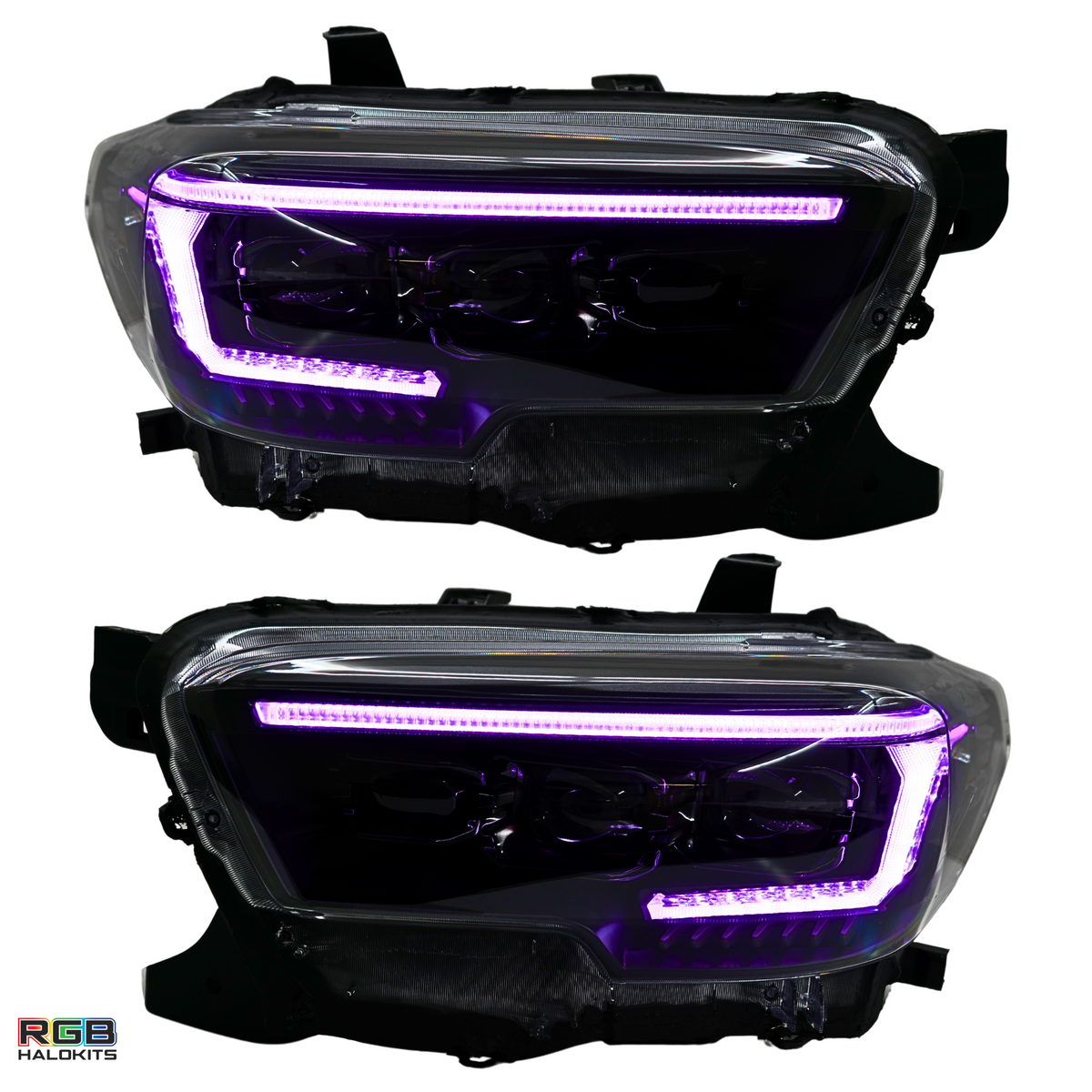 Toyota Tacoma: Multicolor Flow Series Headlights (2016-2023) | XB Evo Hybrid – Custom Multicolor LED Lighting by RGB Halo Kits