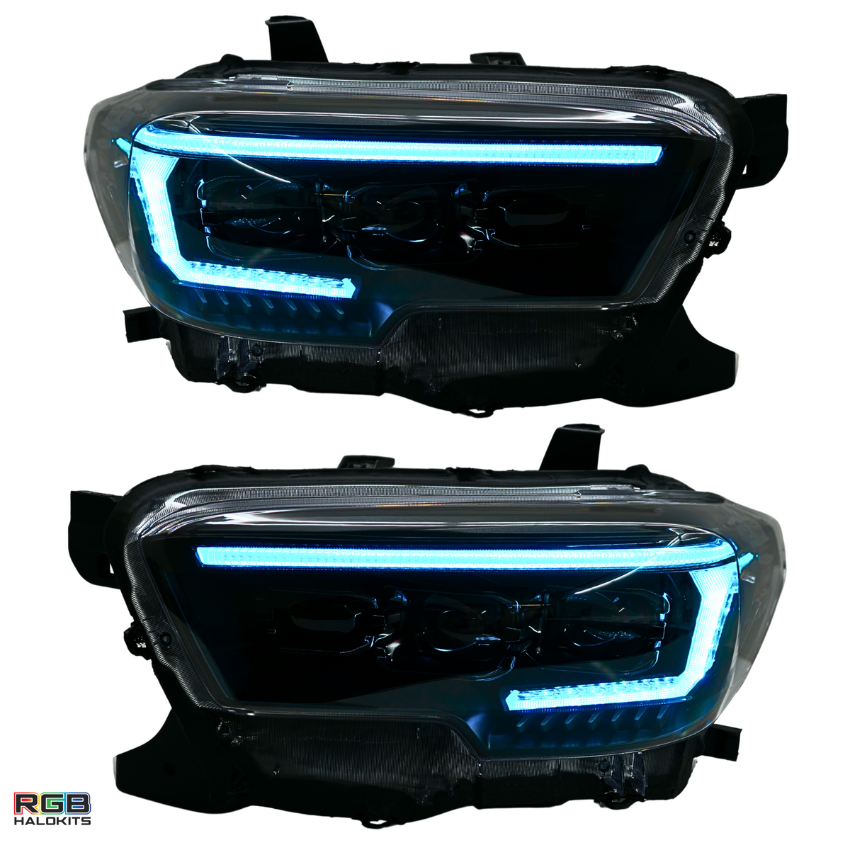 Toyota Tacoma: Multicolor Flow Series Headlights (2016-2023) | XB Evo Hybrid – Custom Multicolor LED Lighting by RGB Halo Kits