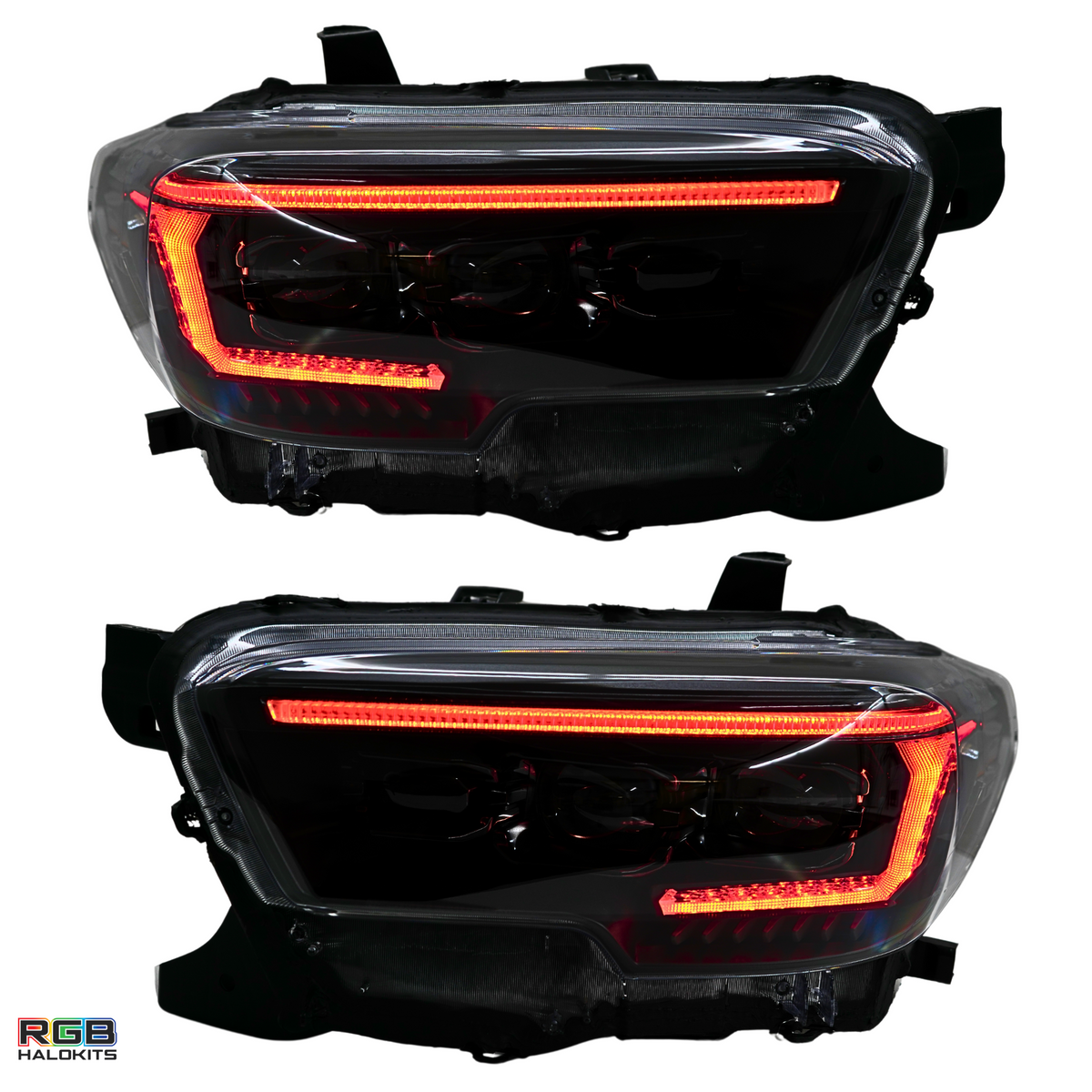Toyota Tacoma: Multicolor Flow Series Headlights (2016-2023) | XB Evo Hybrid – Custom Multicolor LED Lighting by RGB Halo Kits