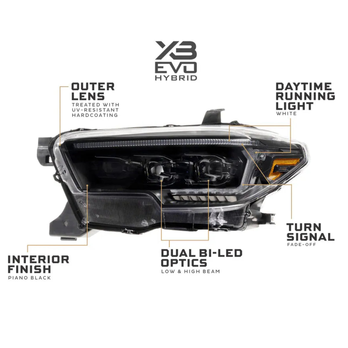 Toyota Tacoma: Multicolor Flow Series Headlights (2016-2023) | XB Evo Hybrid – Custom Multicolor LED Lighting by RGB Halo Kits