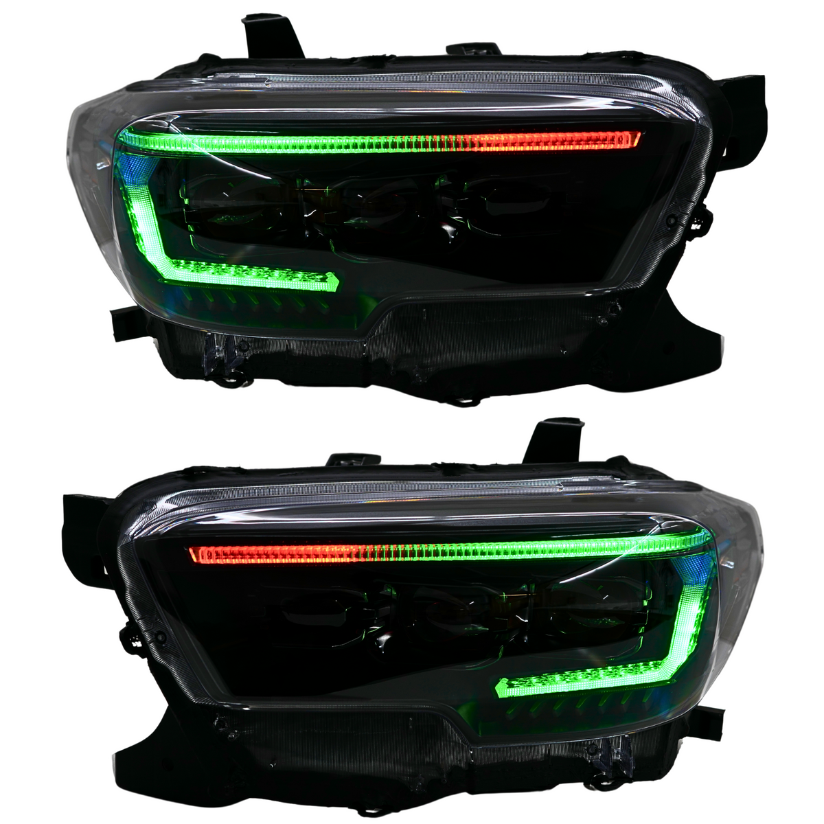 Toyota Tacoma: Multicolor Flow Series Headlights (2016-2023) | XB Evo Hybrid – Custom Multicolor LED Lighting by RGB Halo Kits
