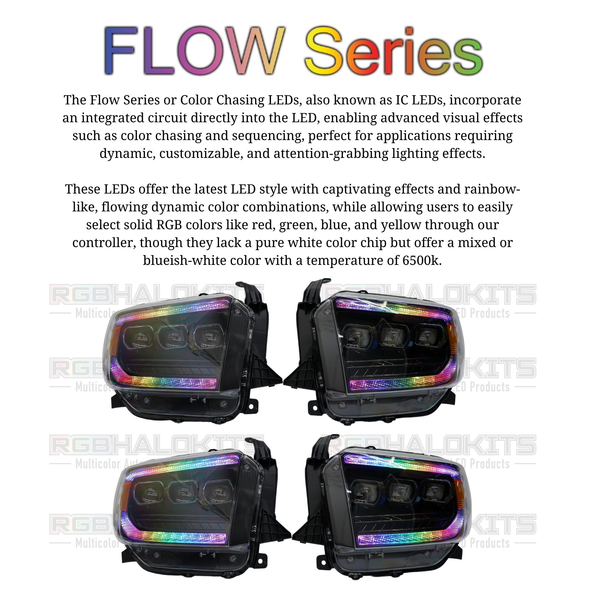 Toyota Tundra: Multicolor Flow Series Headlights (2014-2021) | XB Morimoto – Custom Multicolor LED Lighting by RGB Halo Kits