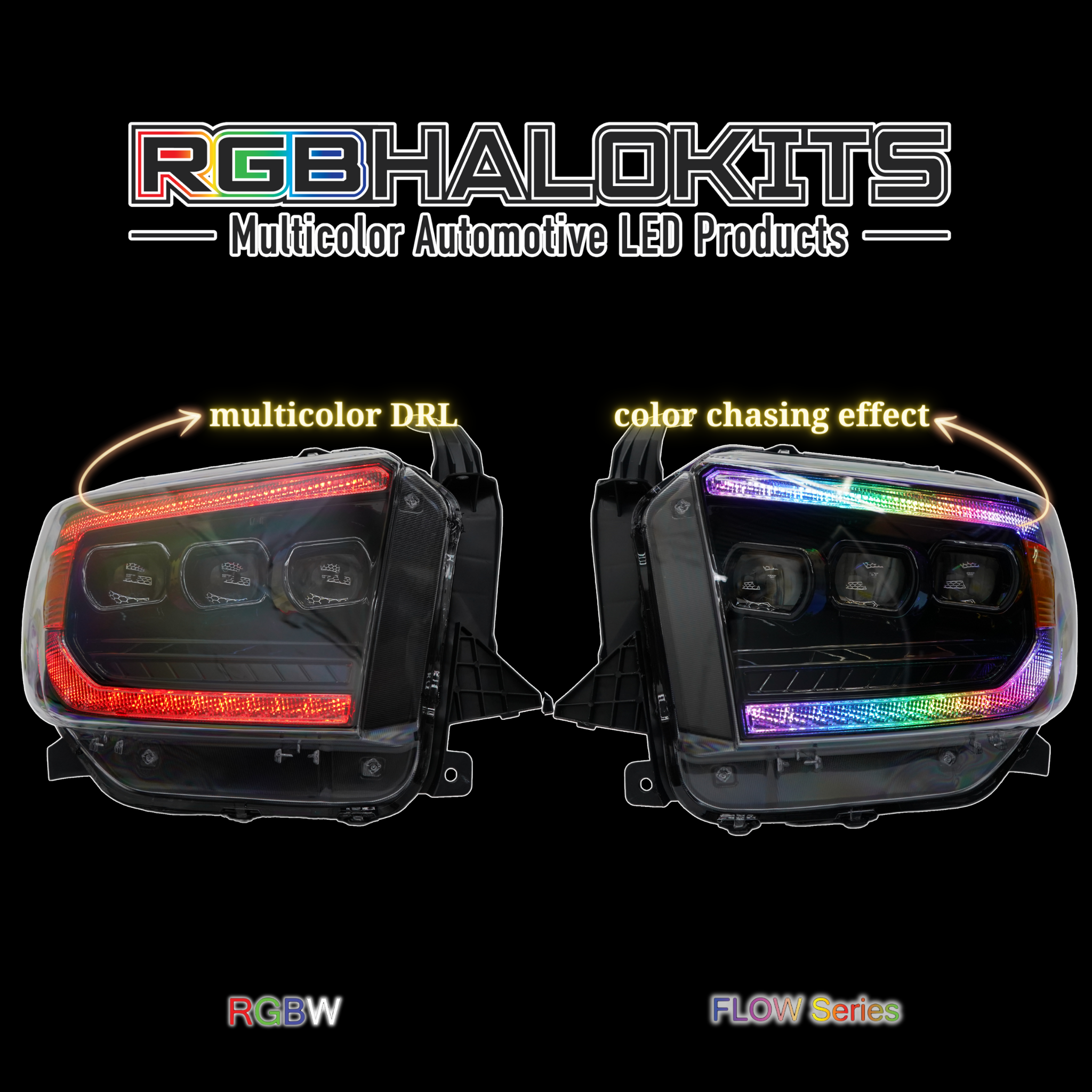 Toyota Tundra: Multicolor Flow Series Headlights (2014-2021) | XB Morimoto – Custom Multicolor LED Lighting by RGB Halo Kits