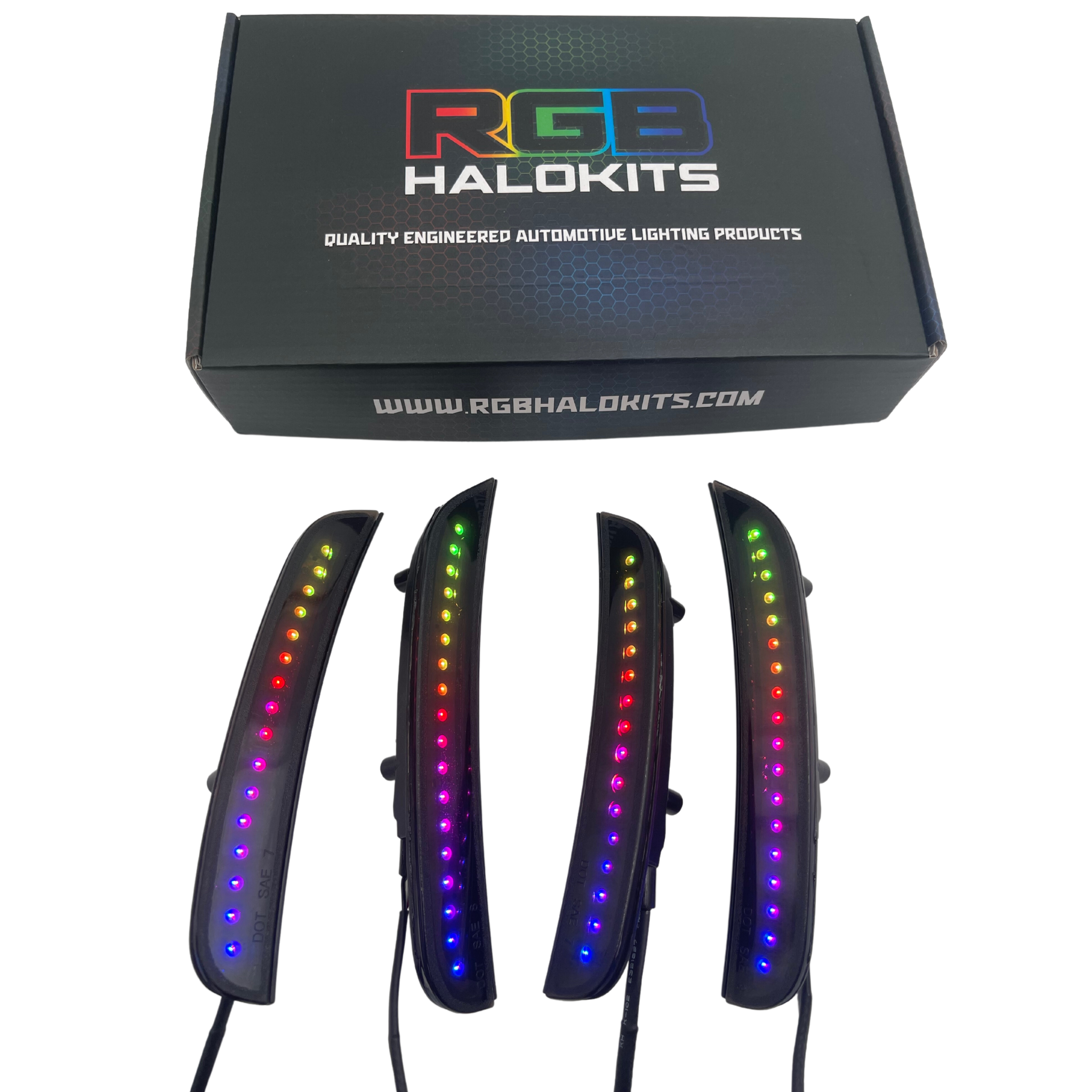 2015-2023 Dodge Charger Flow Series Side Markers (4pc) - RGB Halo Kits Multicolor Flow Series Color Chasing RGBWA LED headlight kit Oracle Lighting Trendz OneUpLighting Morimoto theretrofitsource AutoLEDTech Diode Dynamics