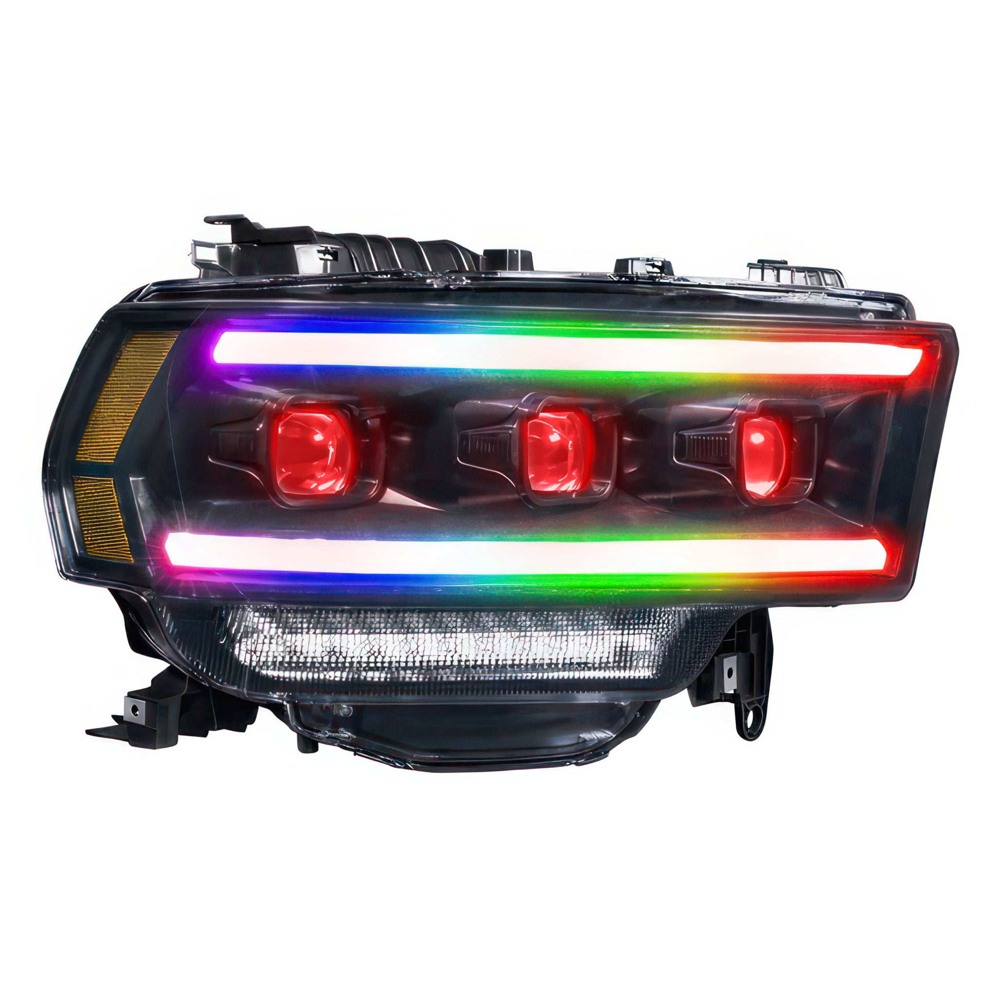 Ram HD: Multicolor Flow Series Headlights (2019-2024) | XB Morimoto – Custom Multicolor LED Lighting by RGB Halo Kits